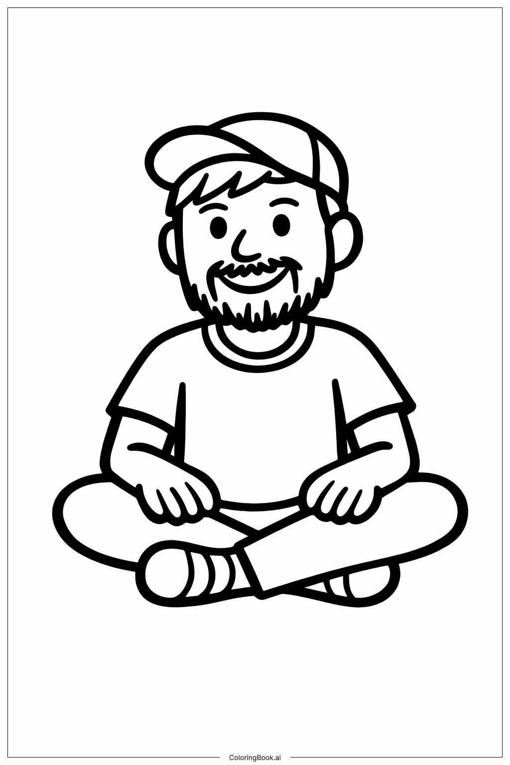  Mr Beast盘腿坐着填色页 