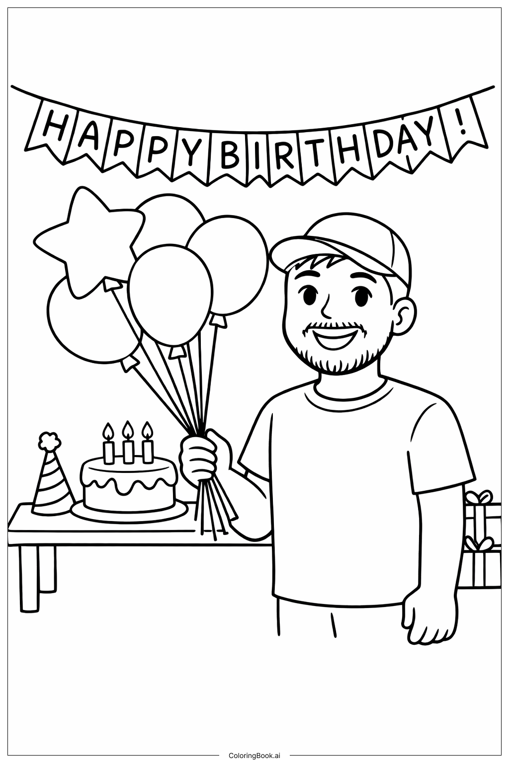  Mr Beast mit Geburtstagsballons Ausmalseite 