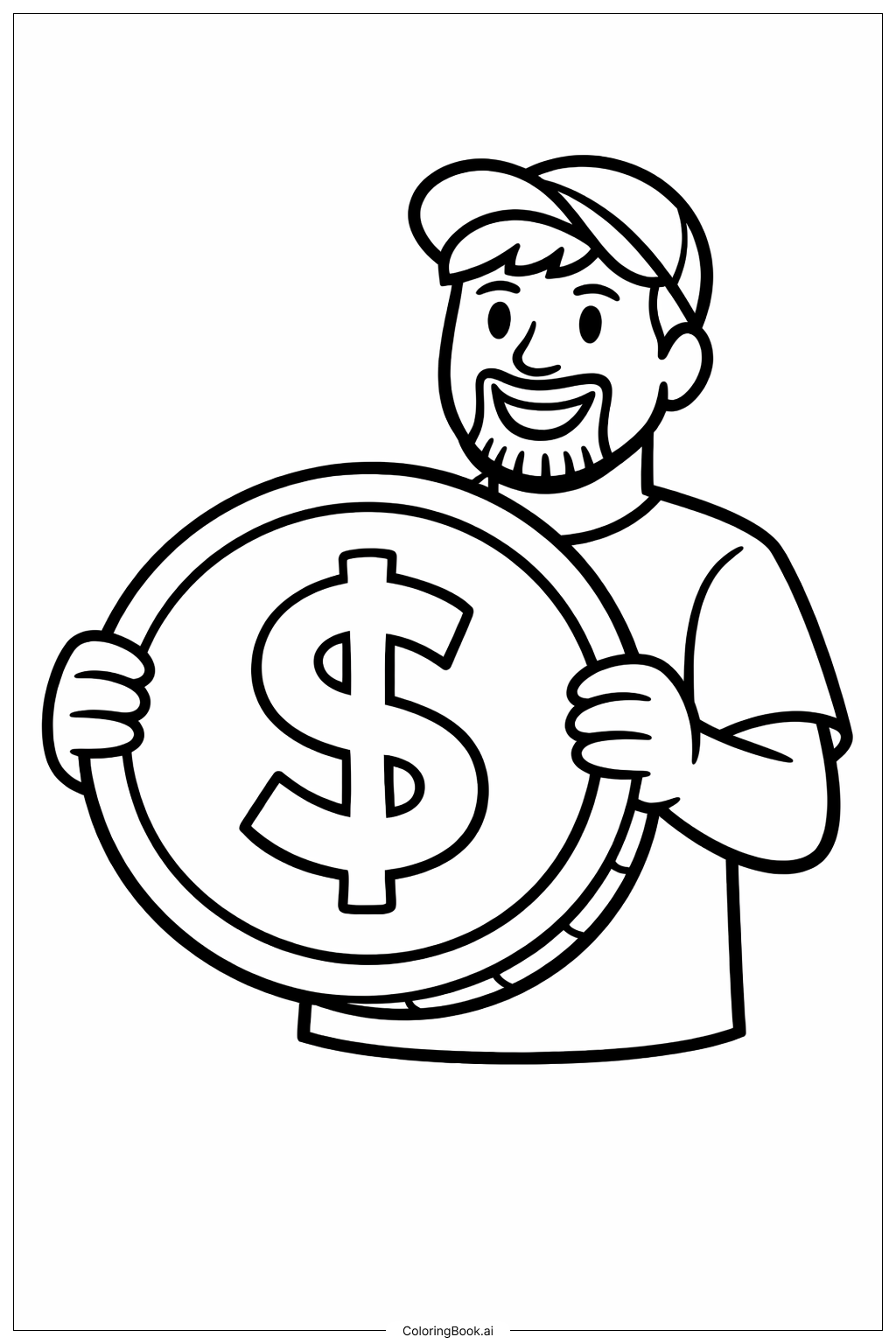  巨型硬币的Mr Beast填色页 