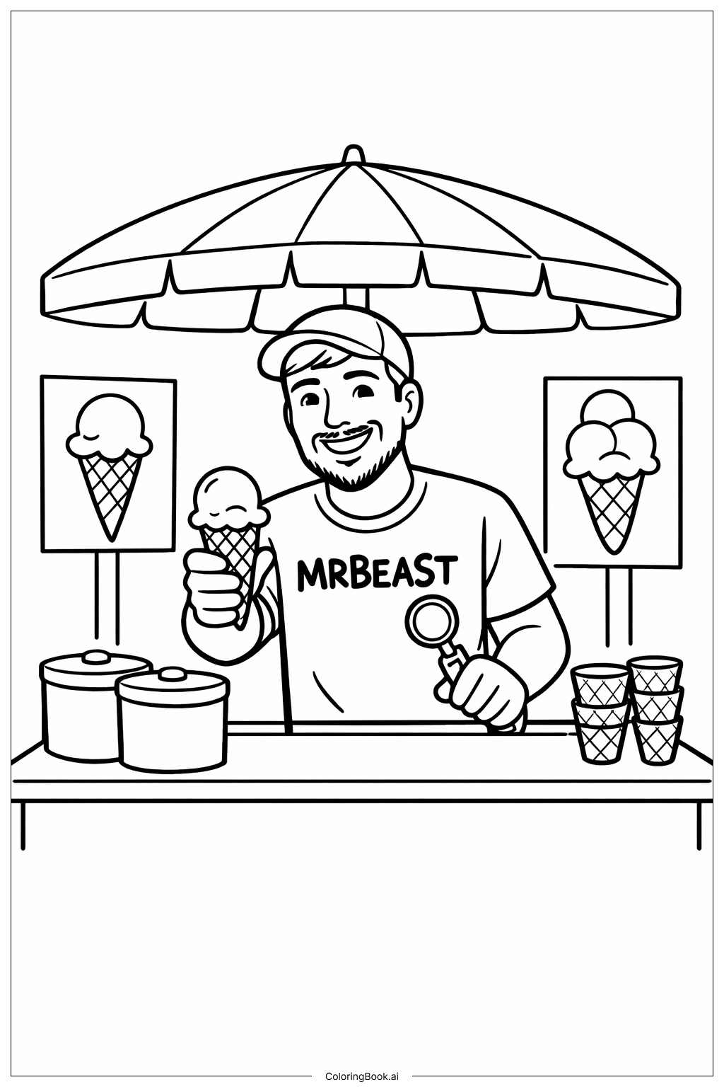  Mr Beast mit Eisdiele Ausmalseite 