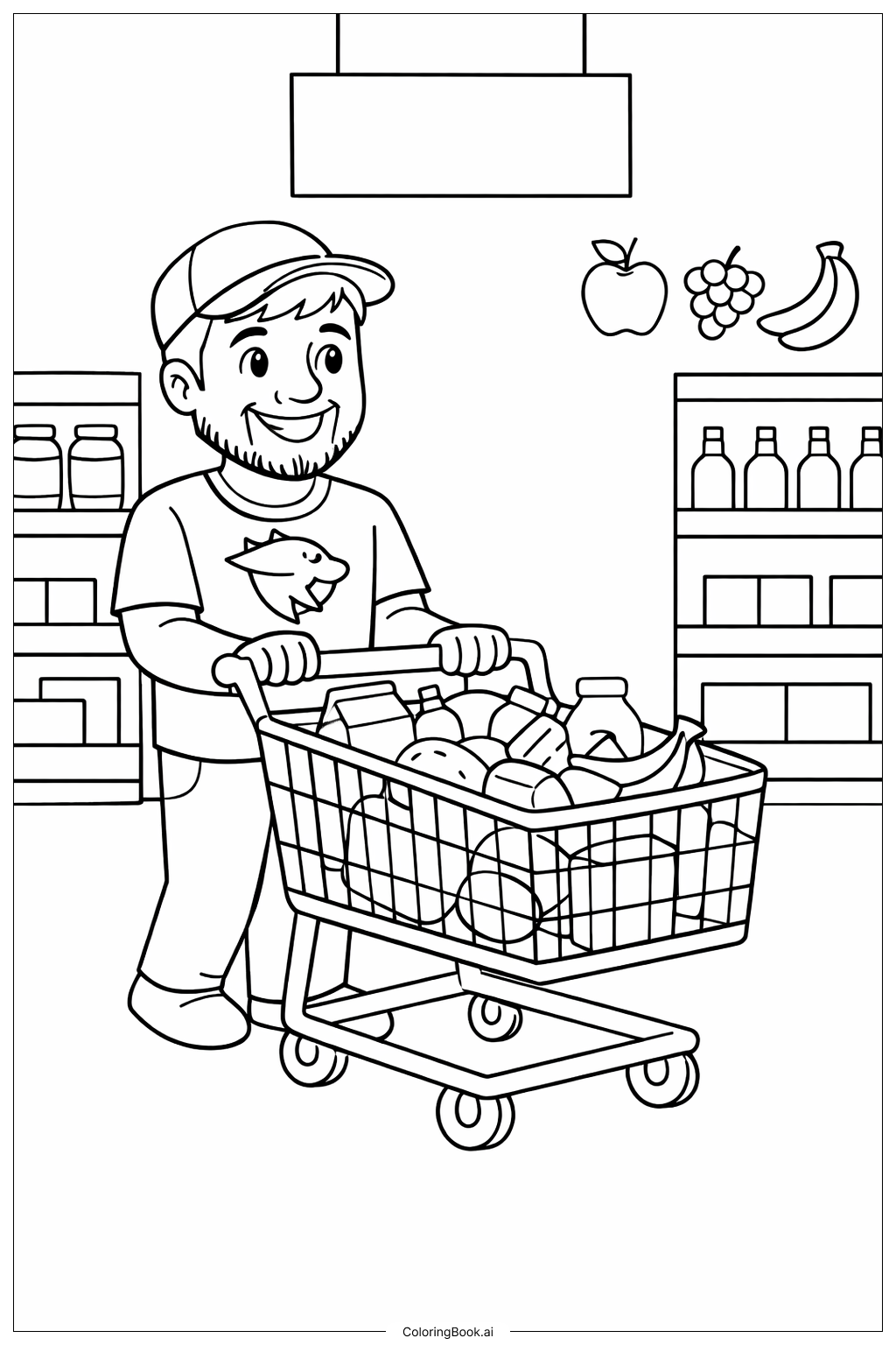  Mr Beast mit Einkaufswagen Ausmalseite 