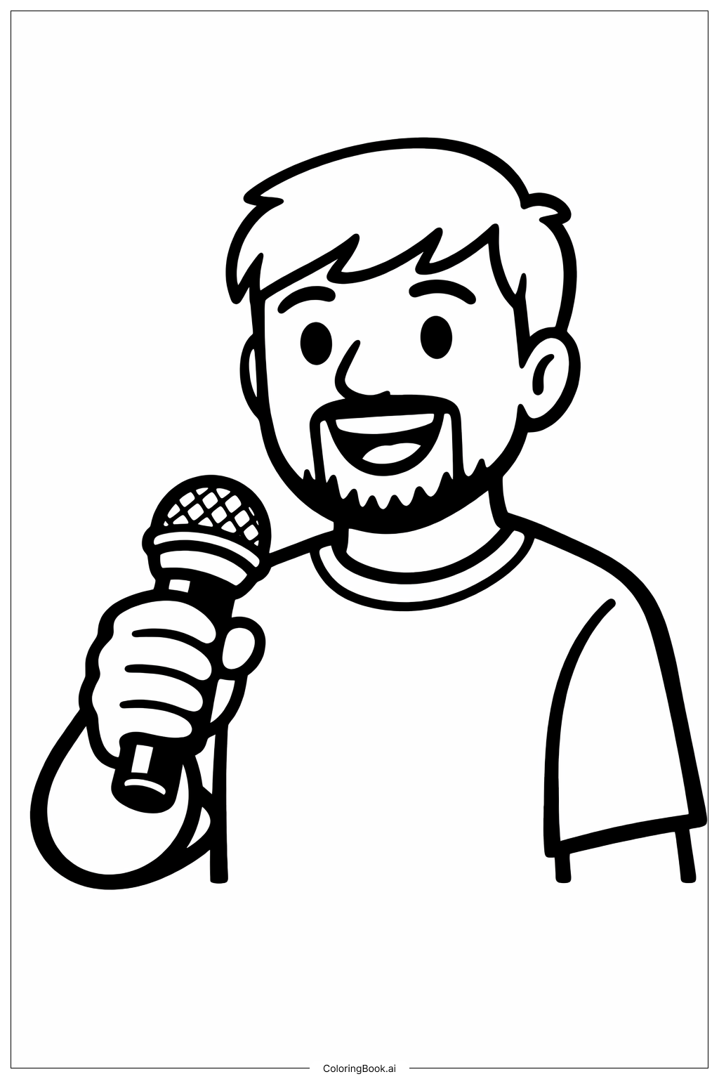  Mr Beast mit einfachem Mikrofon Ausmalseite 