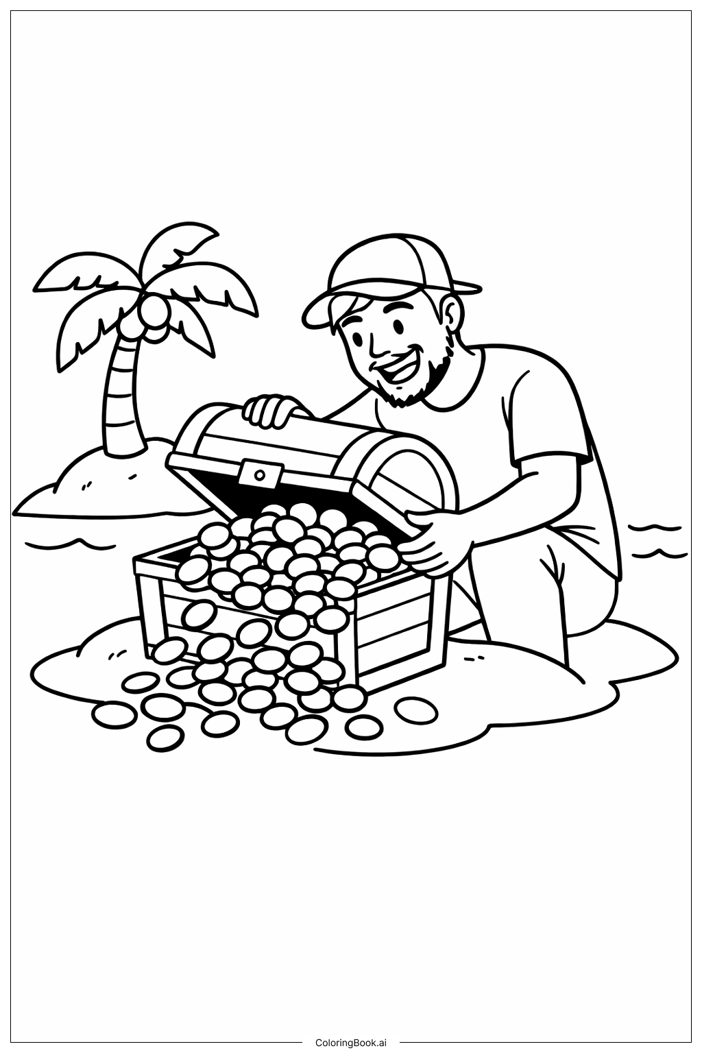  宝箱旁的Mr Beast填色页 