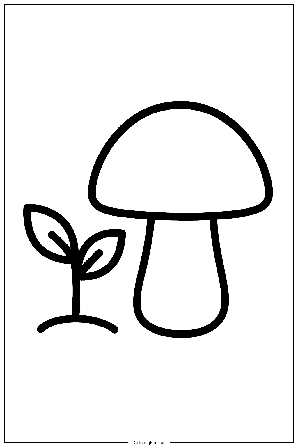 きのこと植物の塗り絵ページ