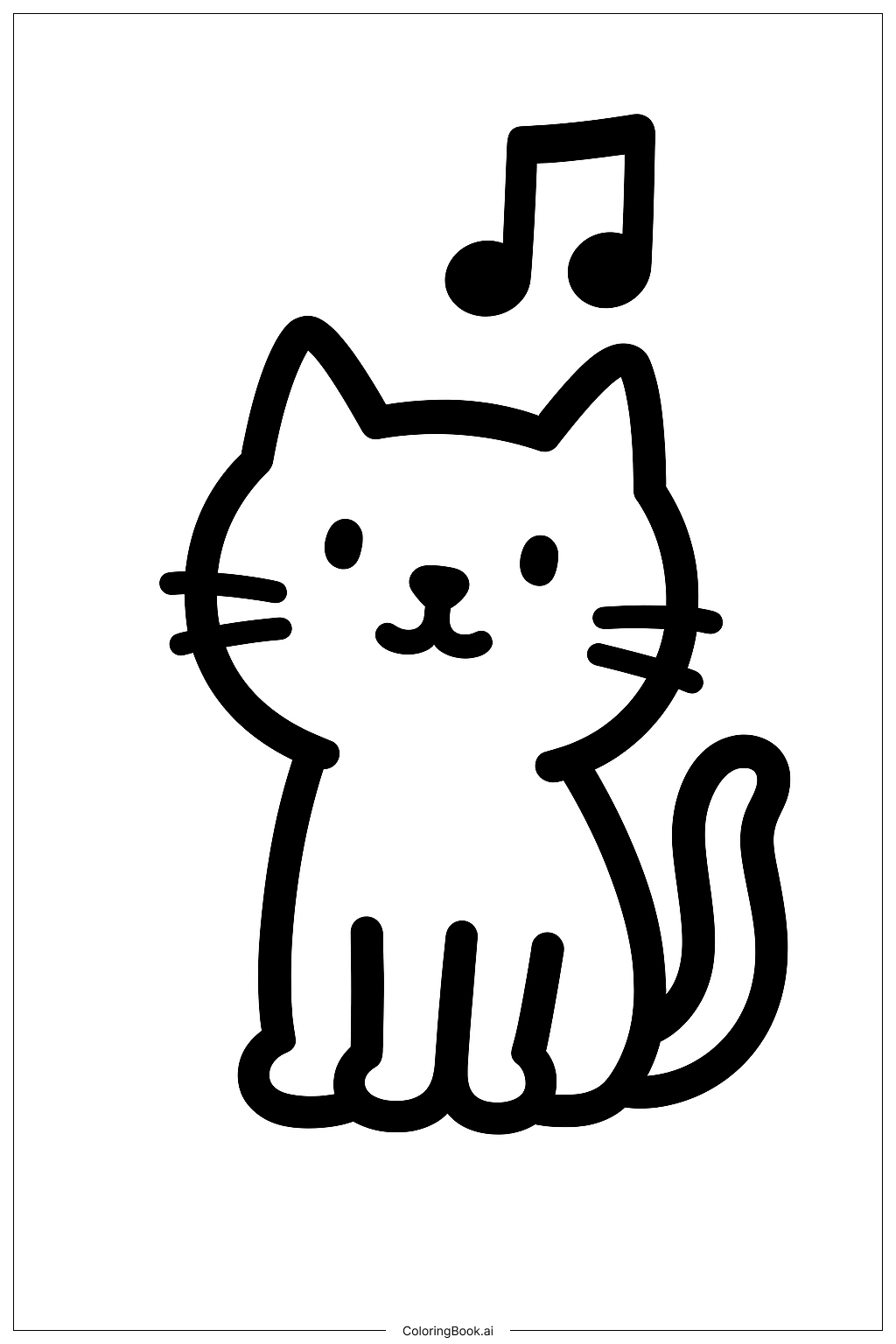  Página para colorear de Gato Musical Sentado 