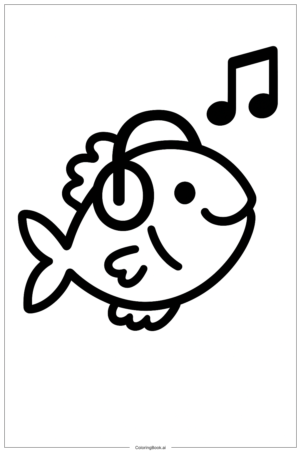  Página para colorear de Auriculares de Pez Musical 