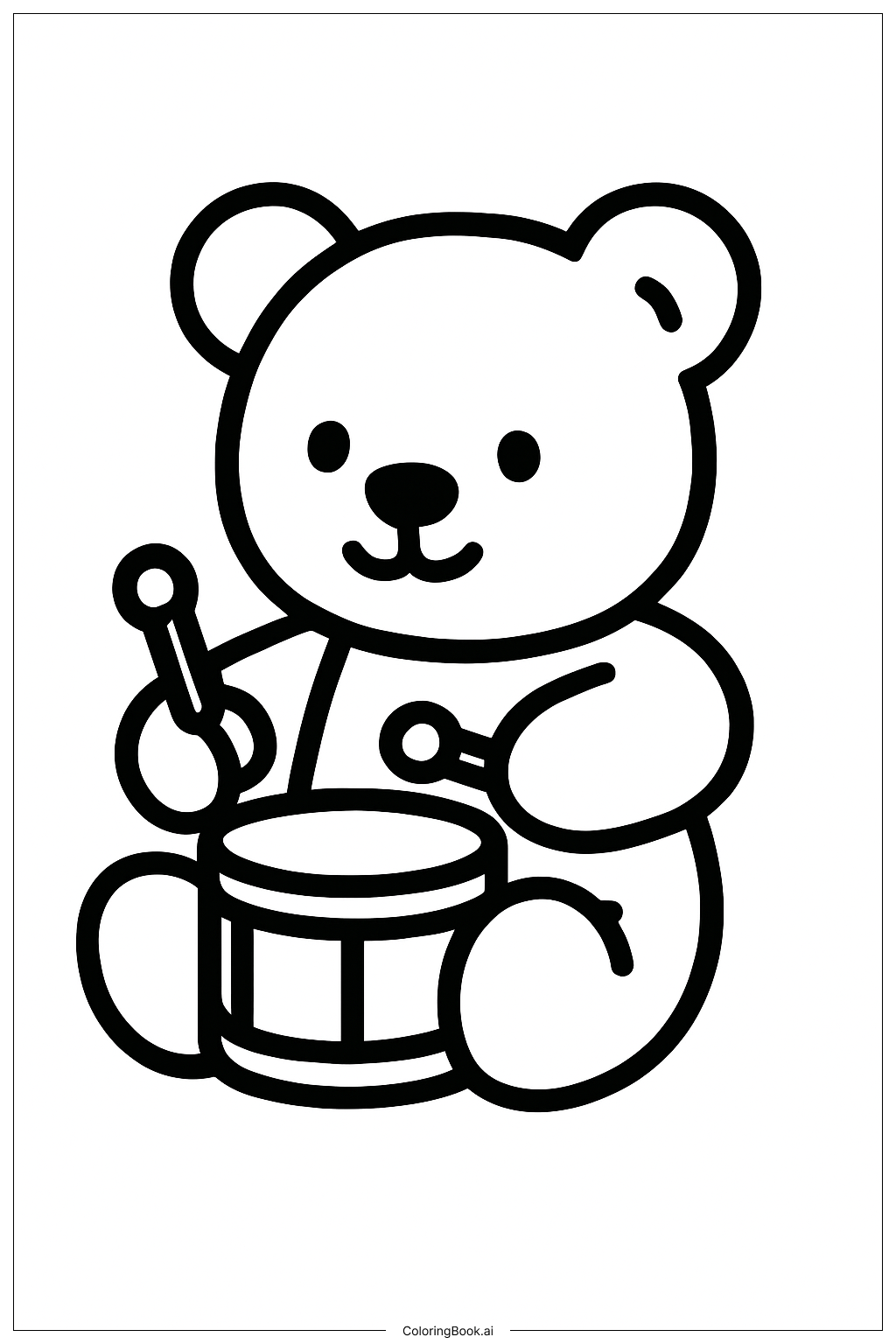  Página para colorear de Osito Musical Tocando 