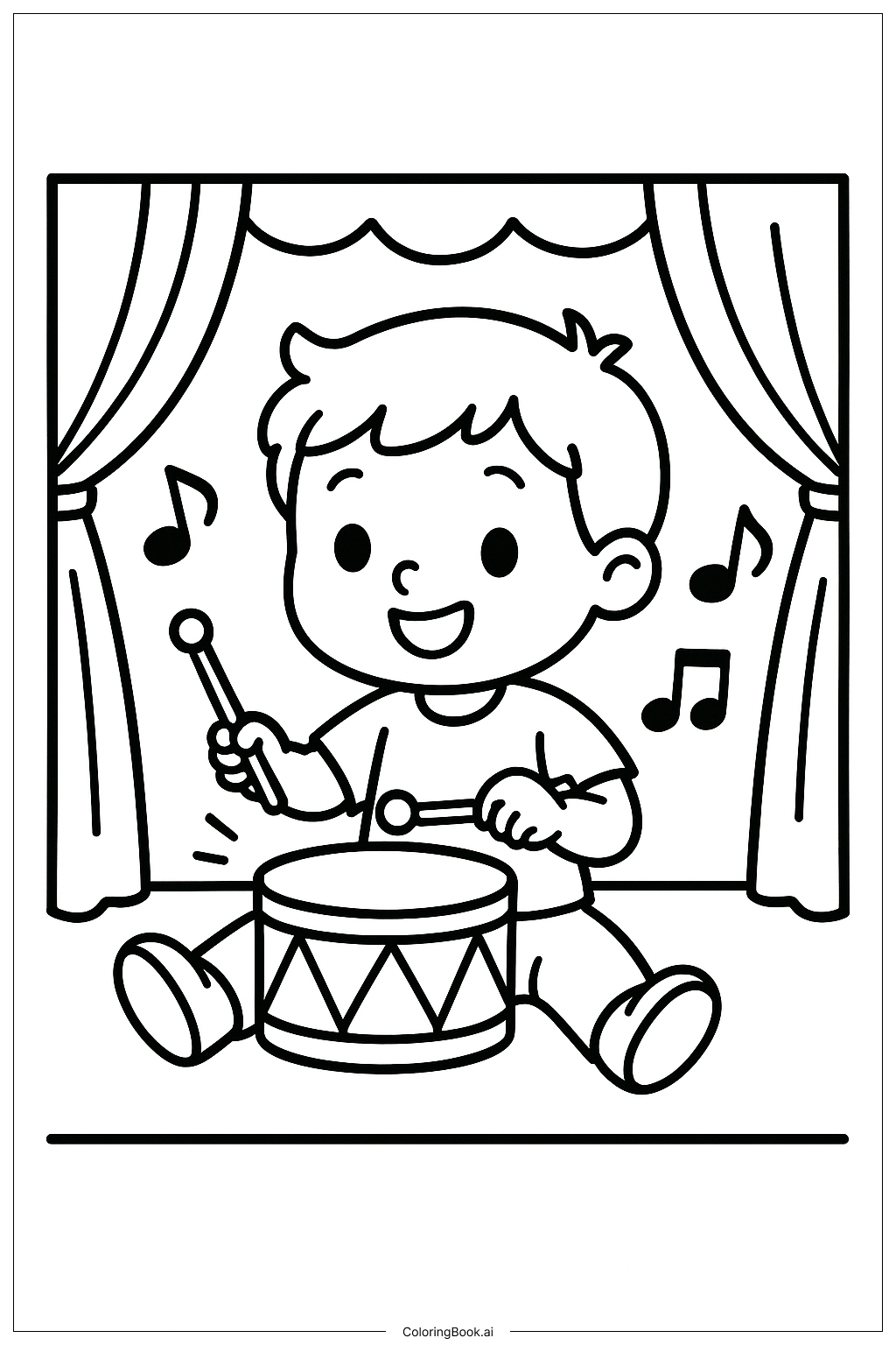 ミュージックタイム メンタルヘルスの塗り絵ページ