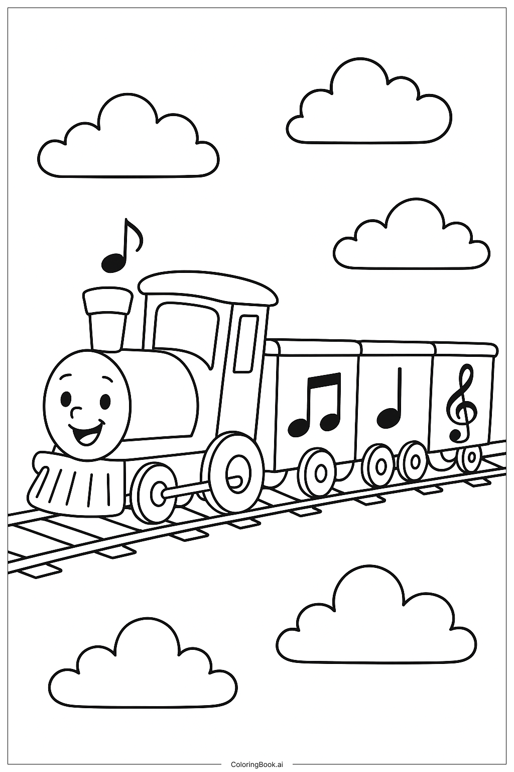  Página para colorear de Viaje en Tren Musical 