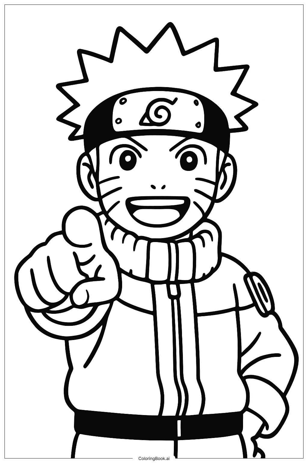  Page de coloriage Naruto Montrant du Doigt 