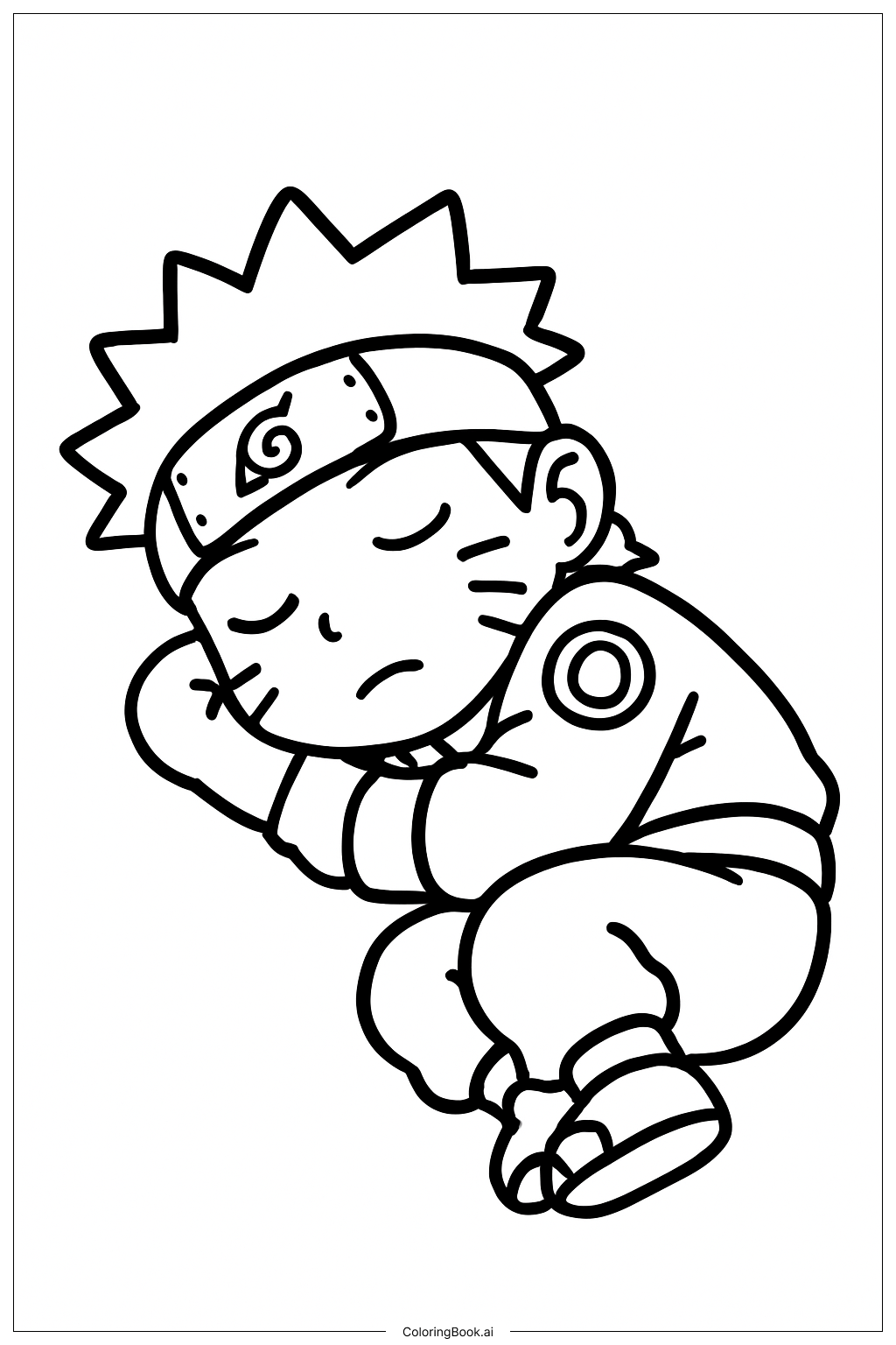  Page de coloriage Naruto qui dort mignon 