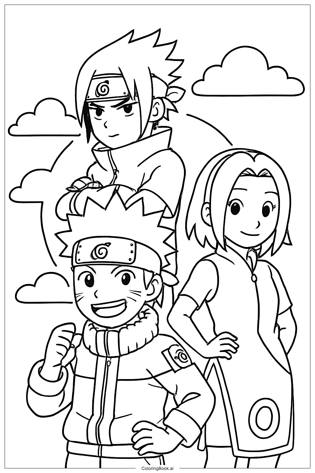 Naruto Team Pose Coloring Page 