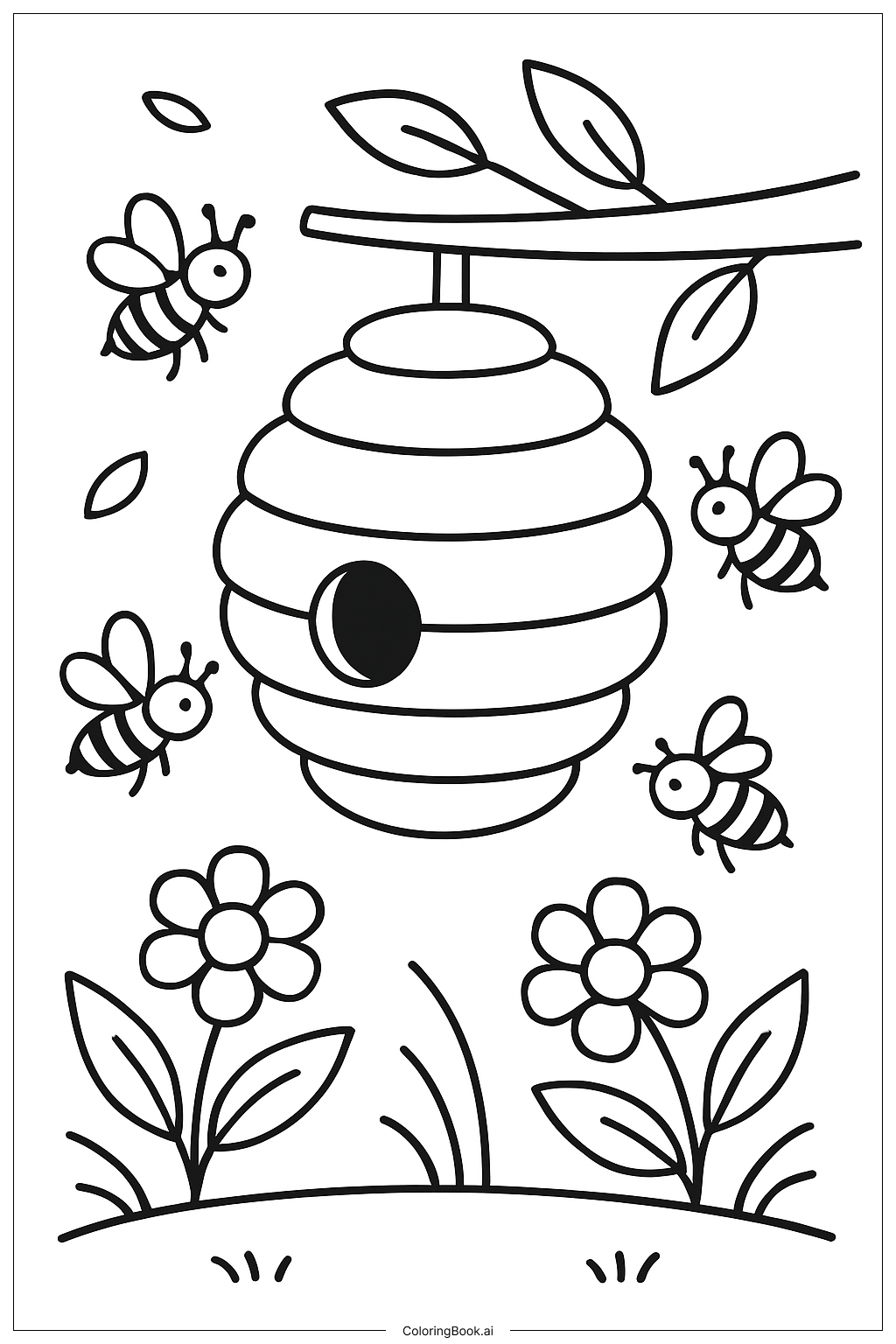  Natur Fleißiger Bienenstock Ausmalseite 
