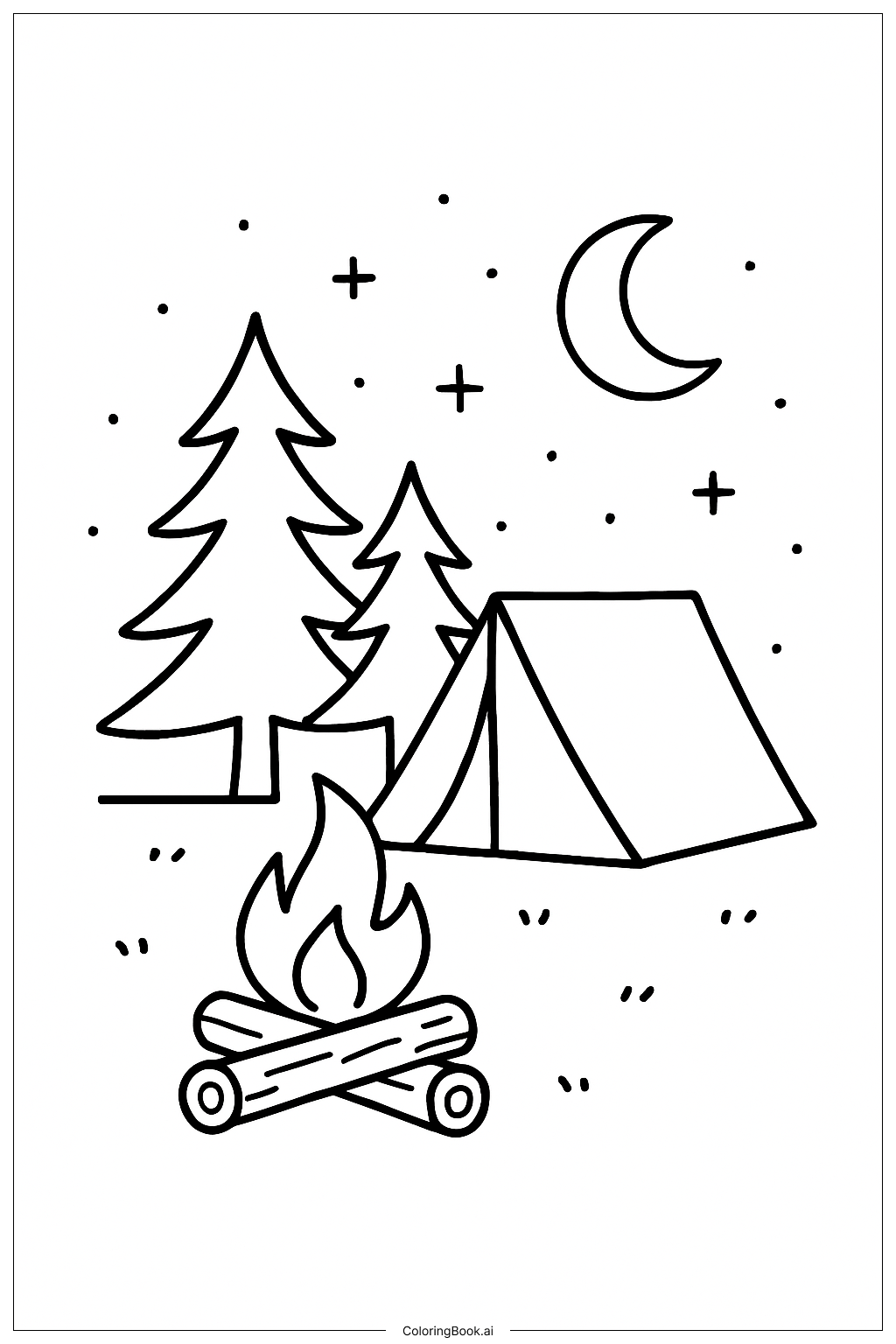  Natur Lagerfeuer Nacht Ausmalseite 