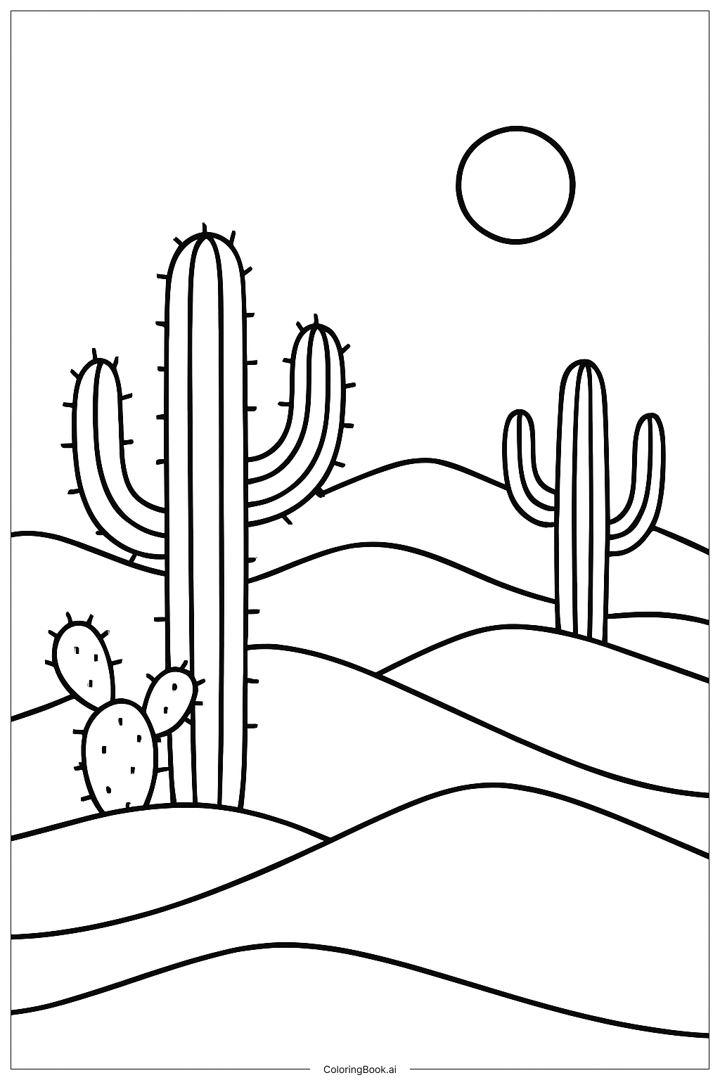  자연 사막 선인장 색칠공부 페이지 