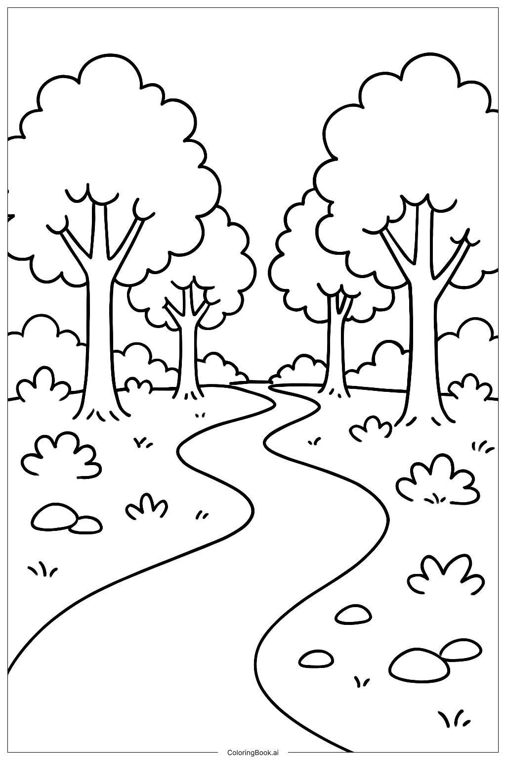 Nature Forest Path Coloring Page 