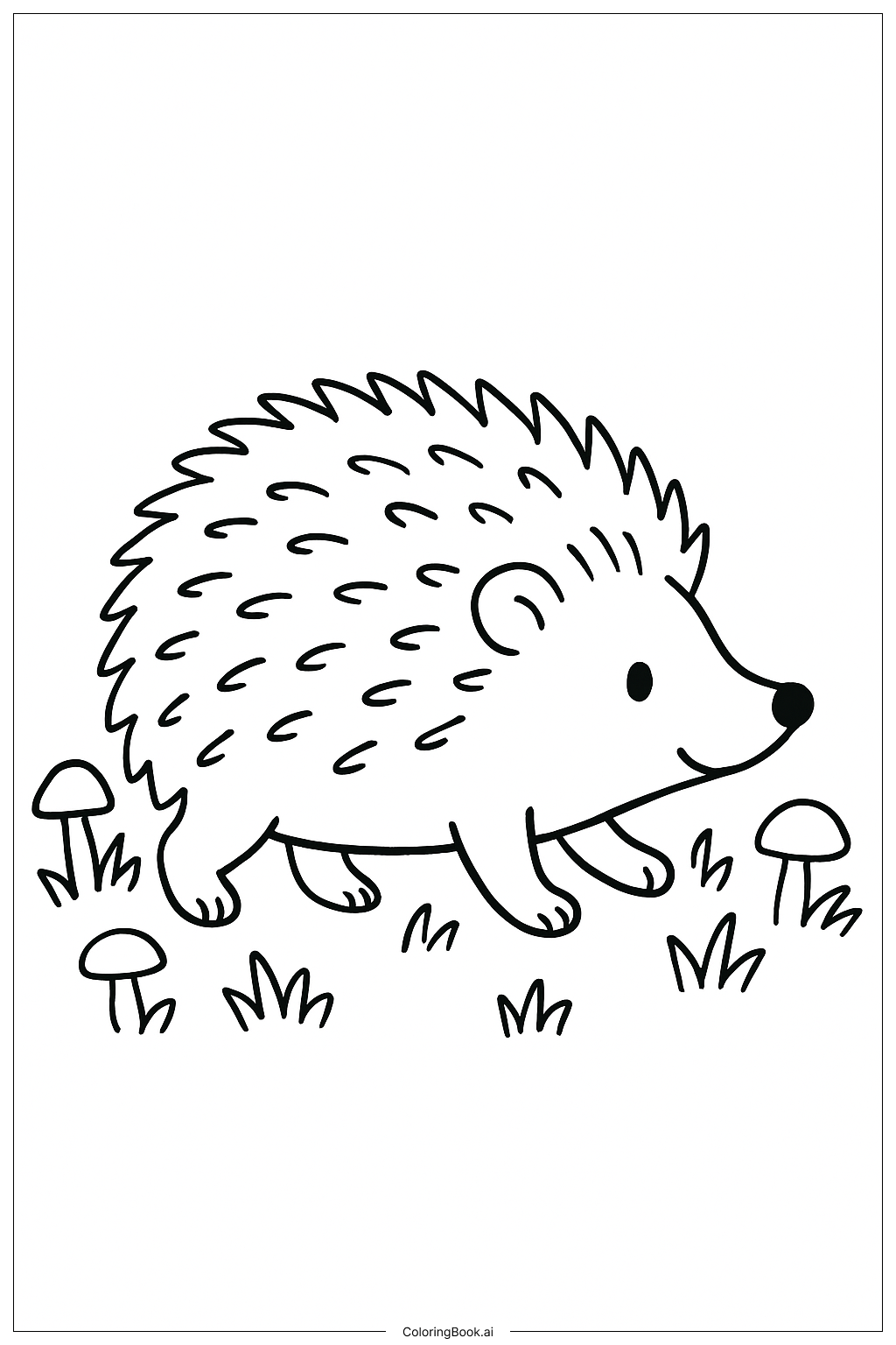  Nature Hedgehog Walk Coloring Page 