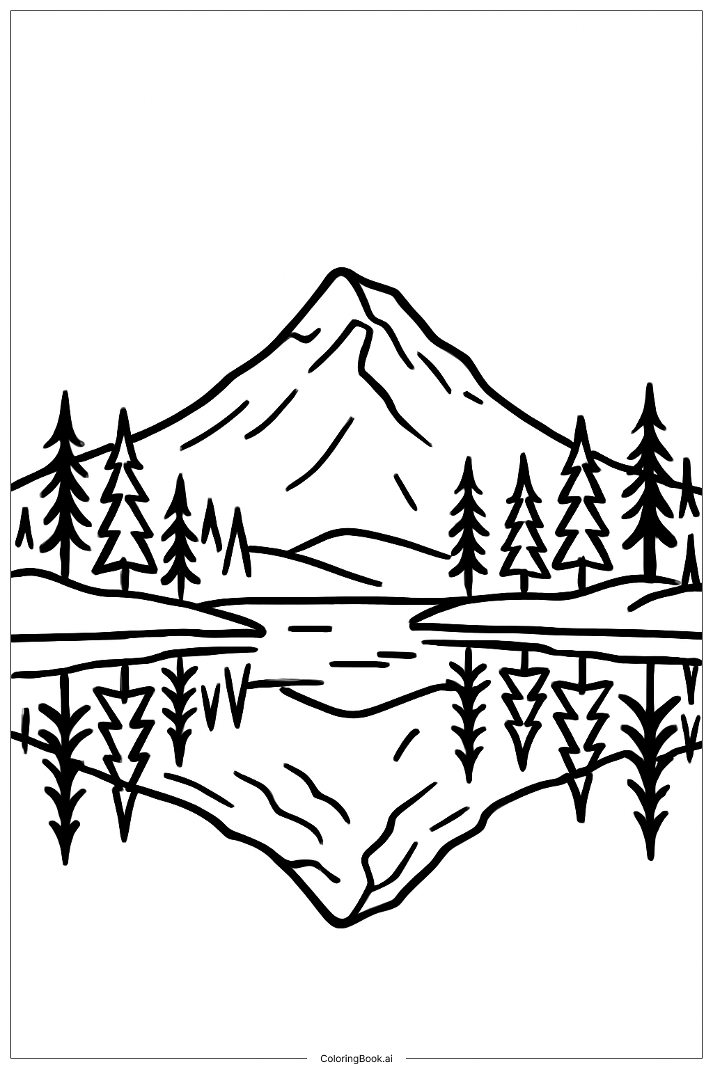 Página para colorir de Lago de Montanha da Natureza