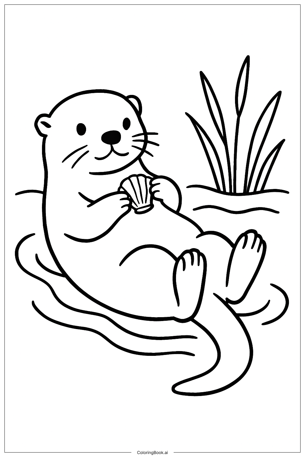  자연 수달 강 색칠공부 페이지 