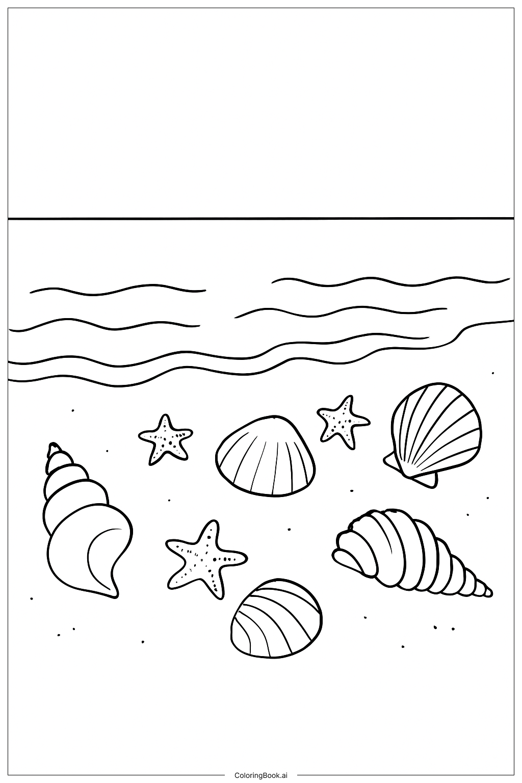  自然海滨贝壳填色页 