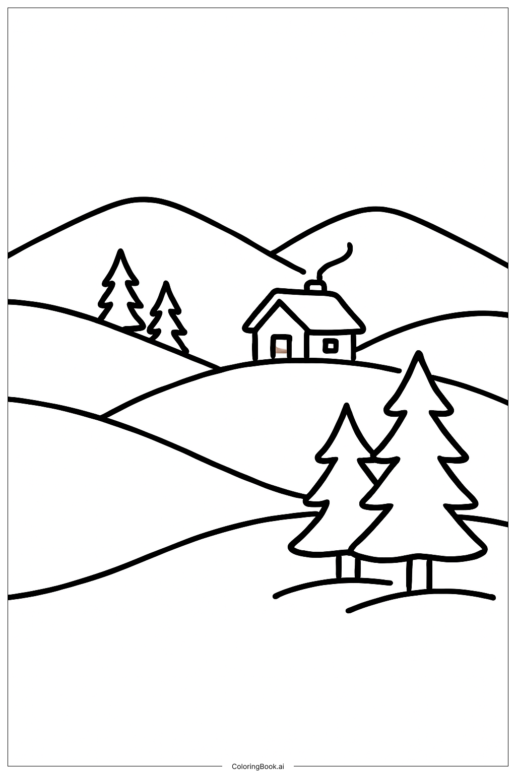  Natürlicher verschneiter Hügel Ausmalseite 