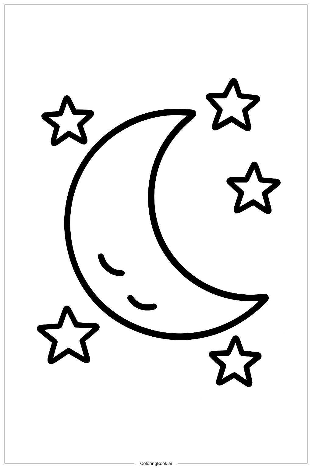  Nature Starry Moon Coloring Page 