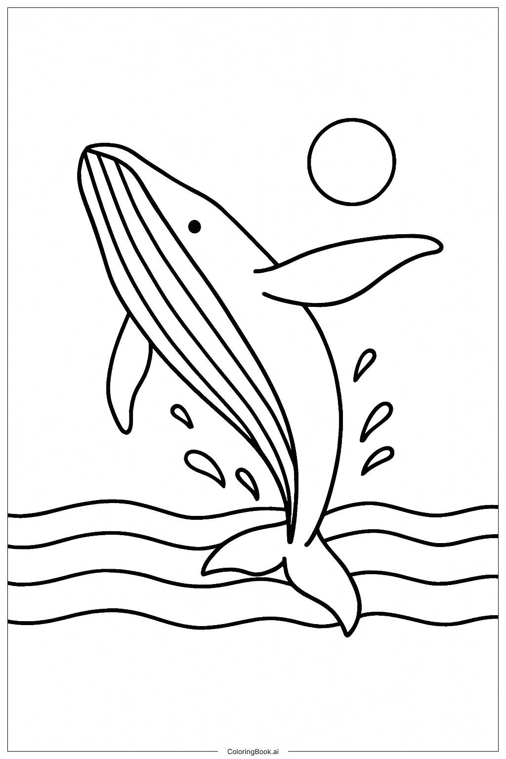  Nature Whale Wave Coloring Page 