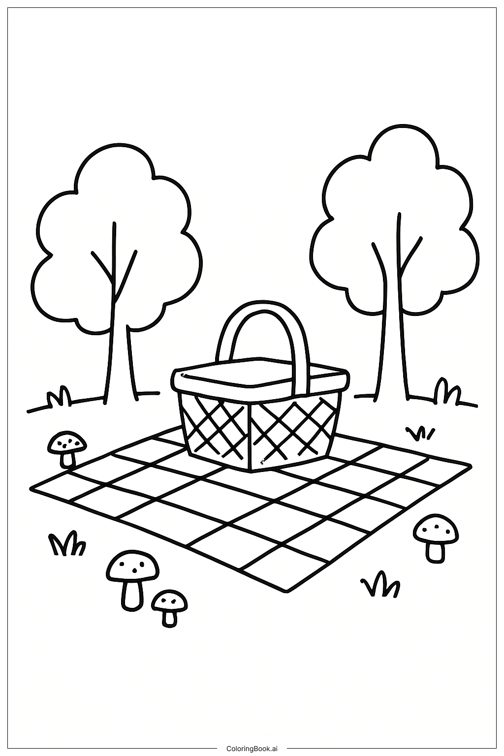  Picknick im Wald Ausmalseite 