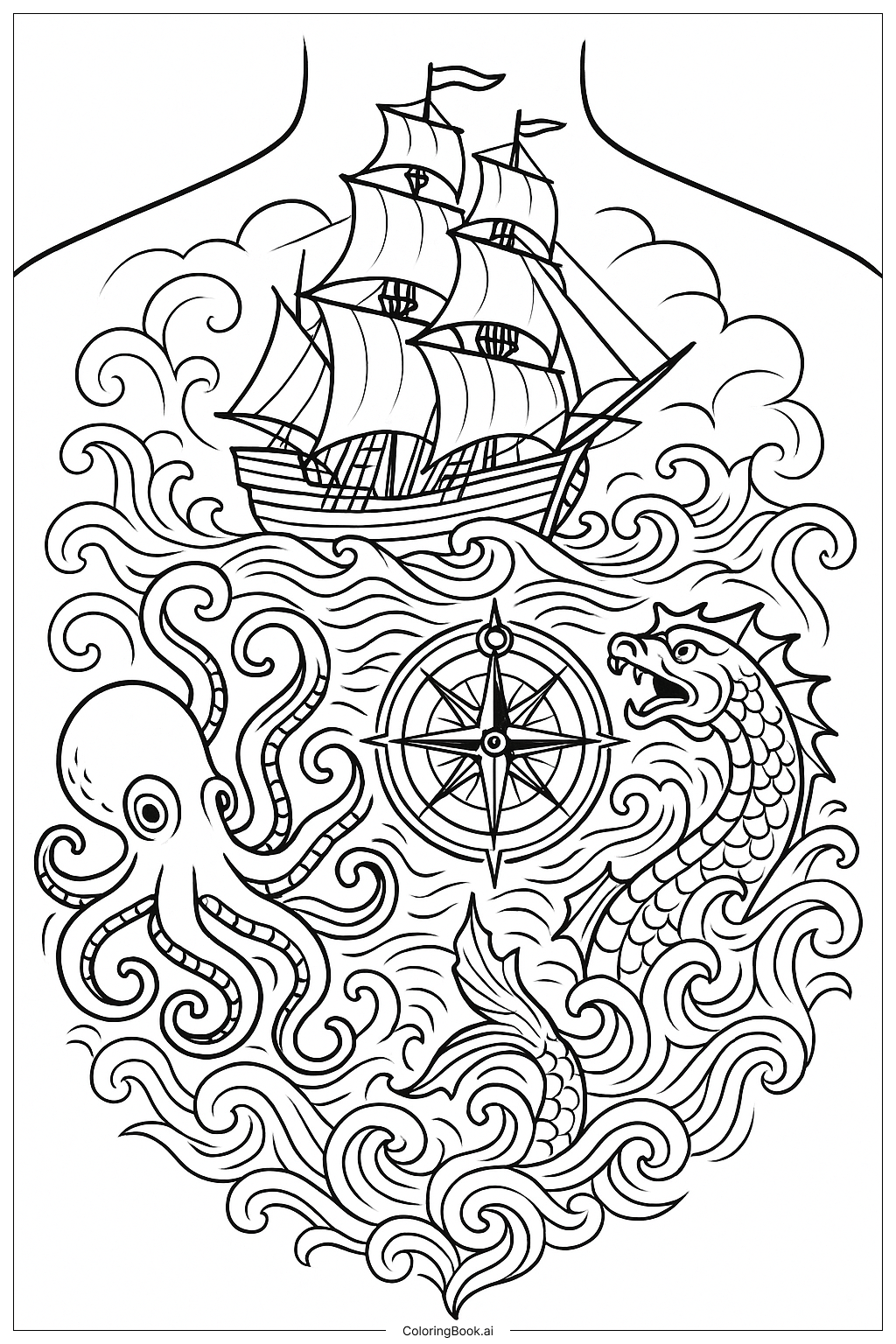  Trang tô màu Hình Xăm Lưng Chủ Đề Biển 