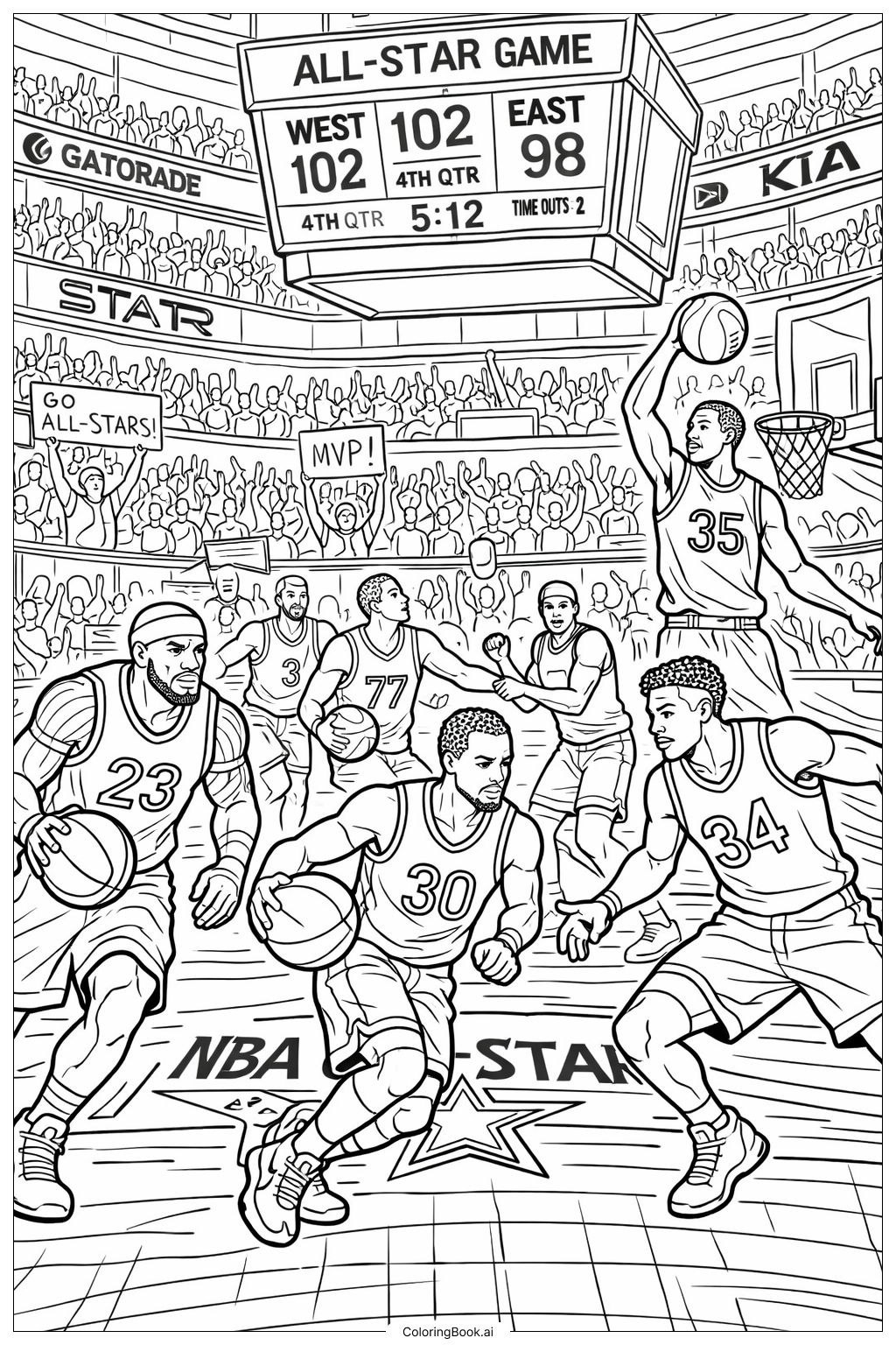  NBAオールスター展示会の塗り絵ページ 