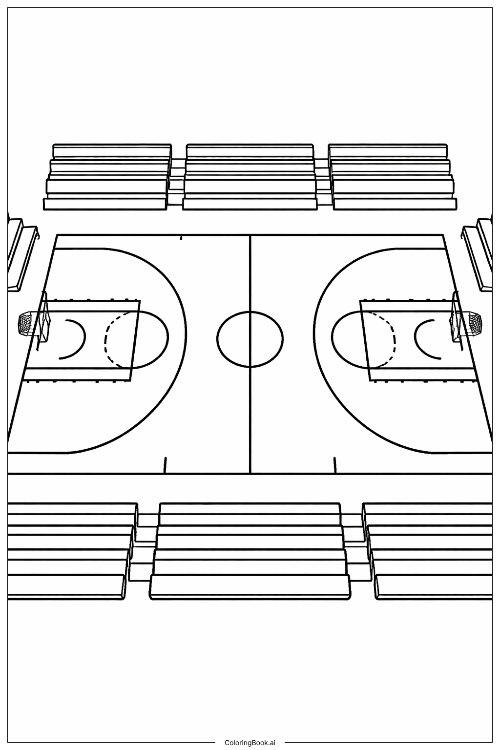 NBA篮球场俯视图填色页