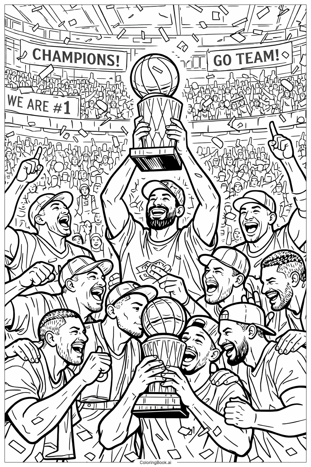  Página para colorear de Celebración del Campeonato de la NBA 