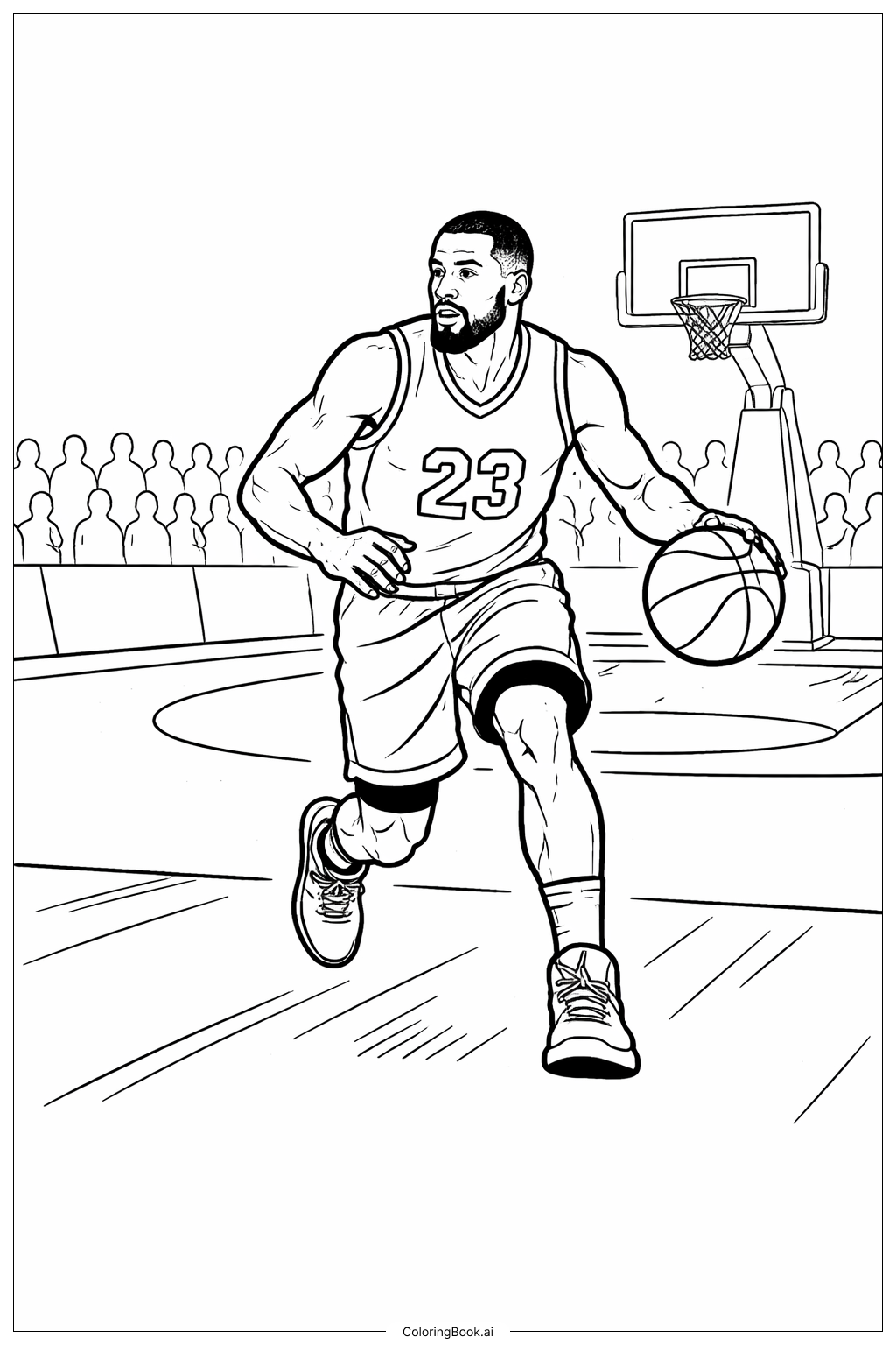  Página para colorir de Ação de Drible da NBA 