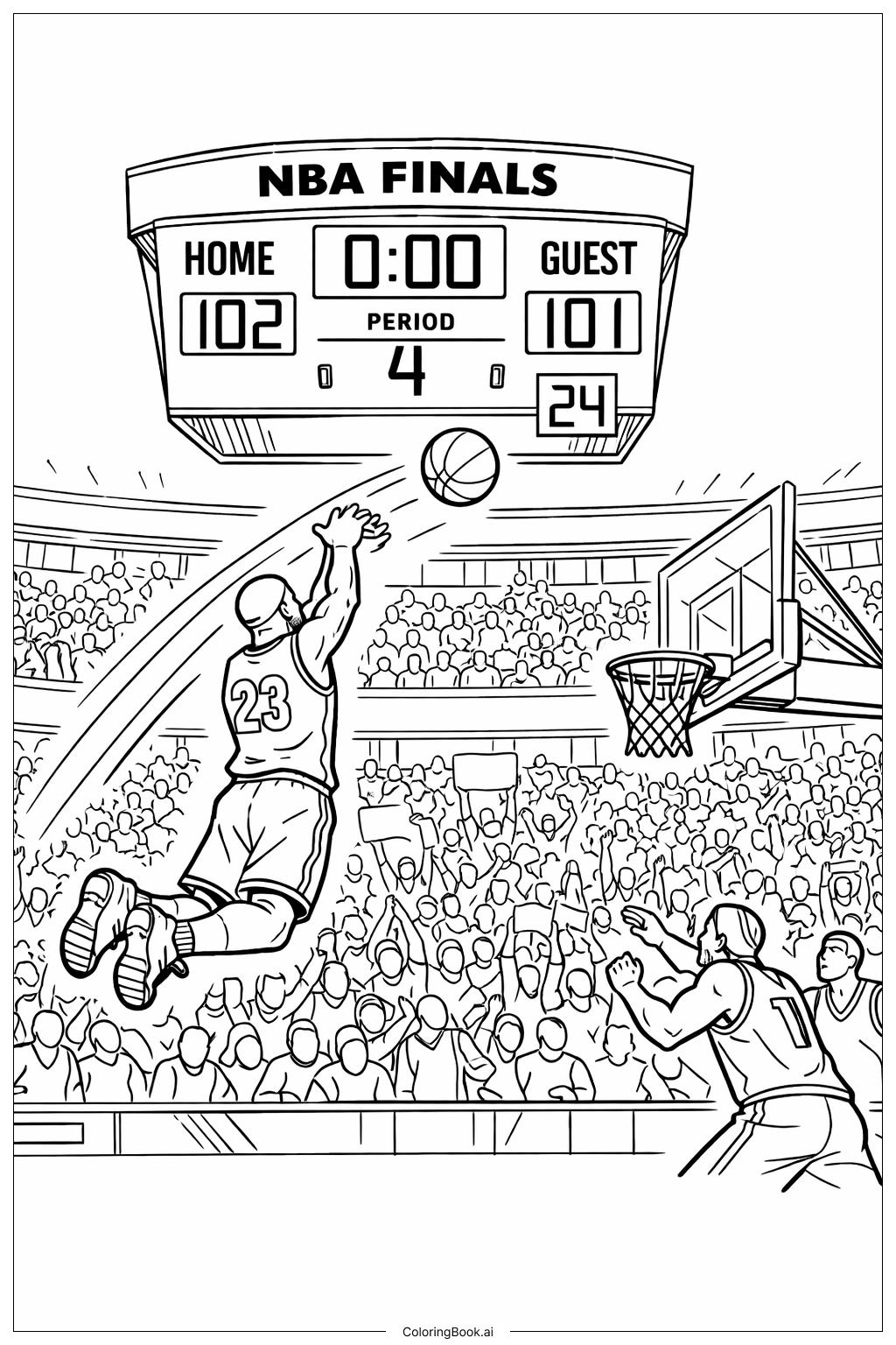  NBAファイナルブザーショットの塗り絵ページ 
