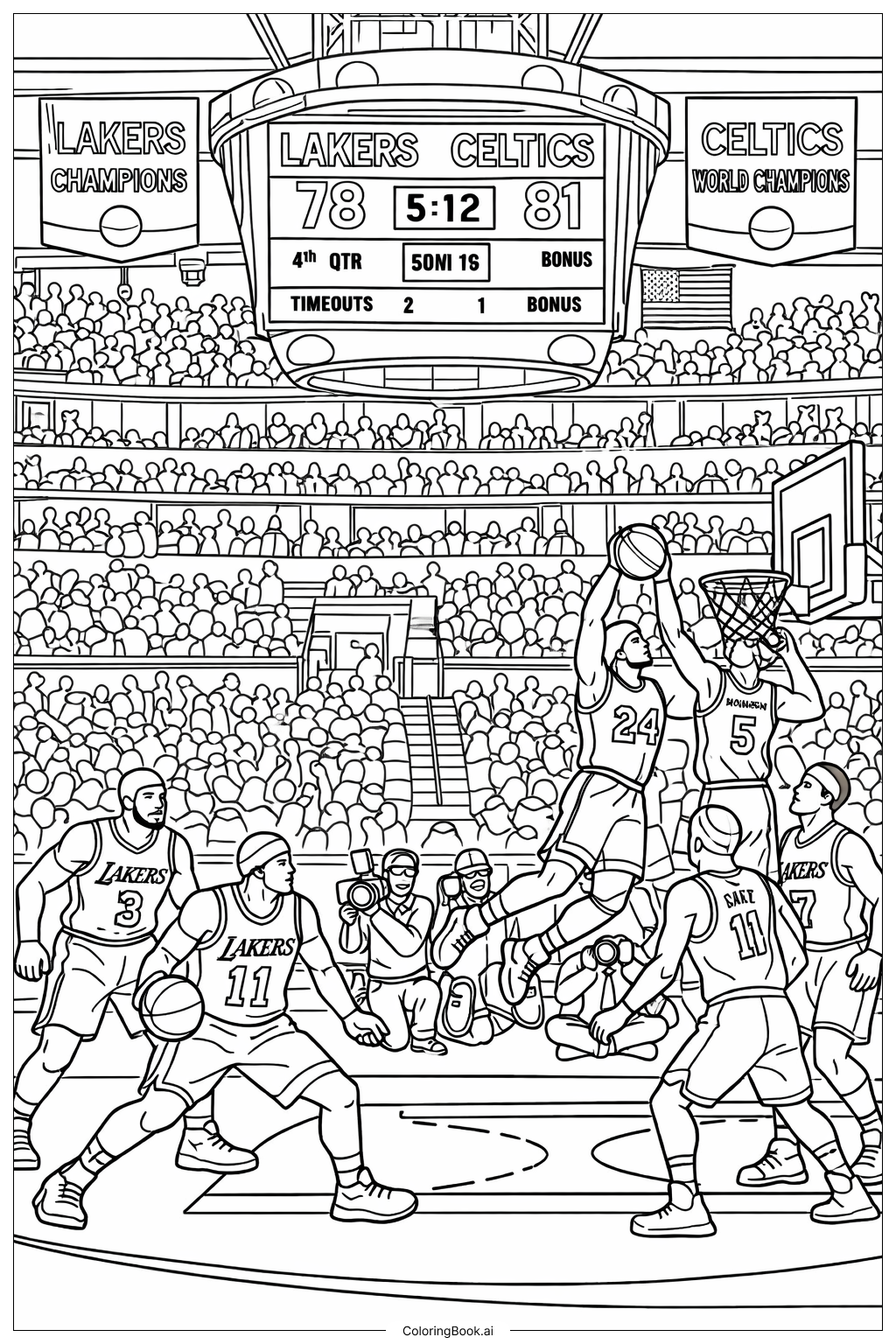  NBA歴史的ライバル戦の塗り絵ページ 