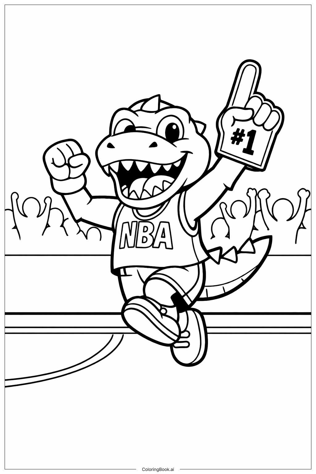  Página para colorir de Torcida do Mascote da NBA 