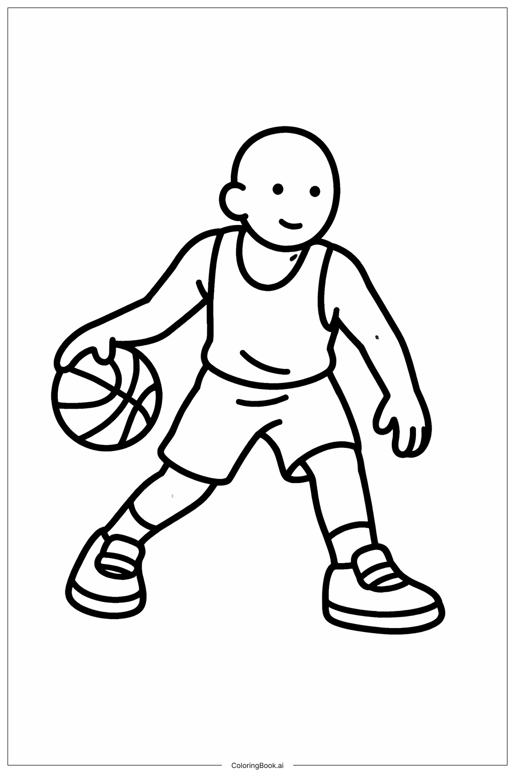  Página para colorear de Jugador de la NBA Driblando 