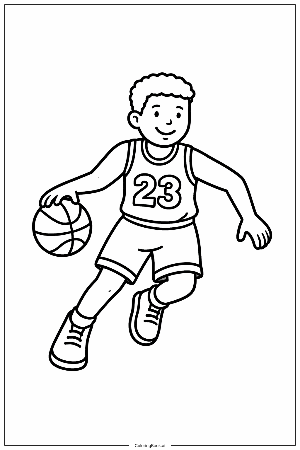  Página para colorear de Jugador de la NBA regateando 