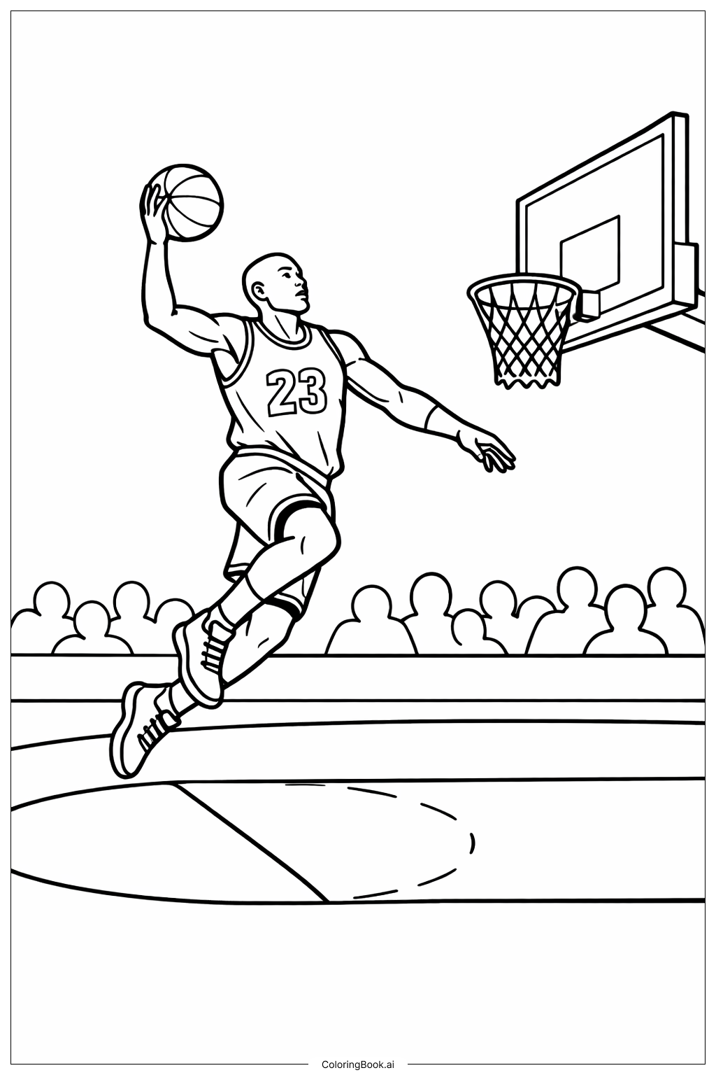  NBA Player Layup Coloring Page 