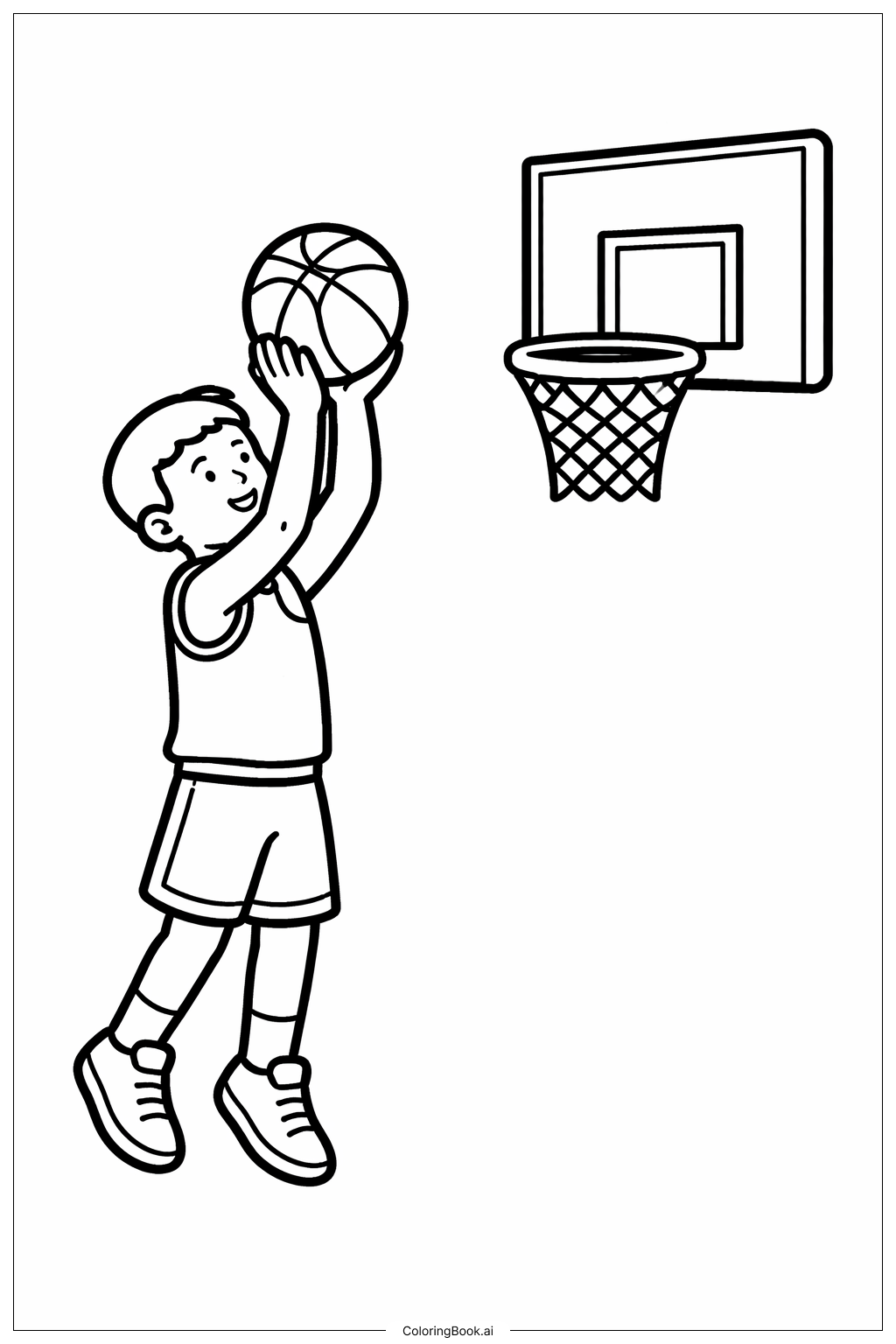  Página para colorear de Tiro de Jugador de la NBA 