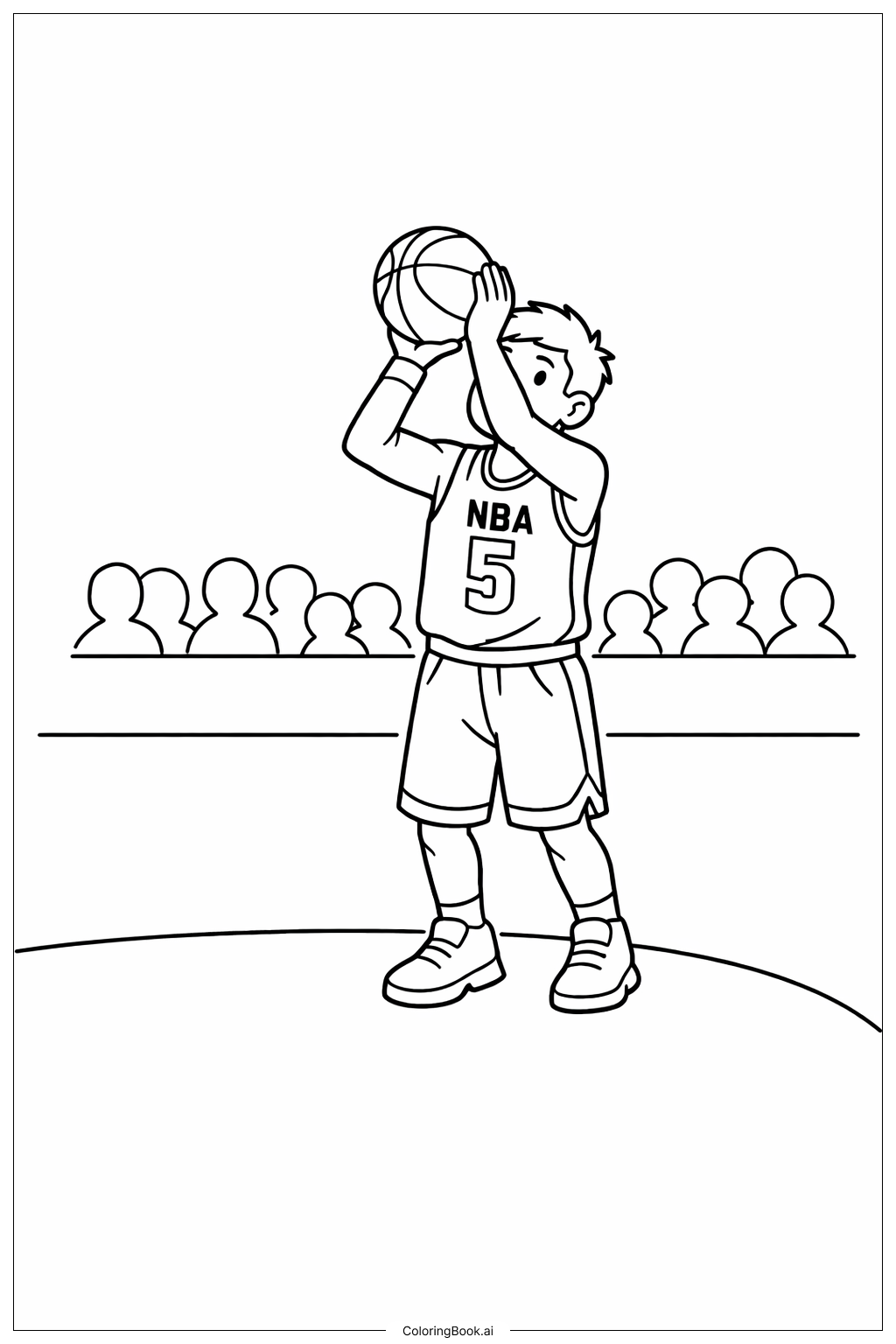  Página para colorear de Tiro de Novato de la NBA 