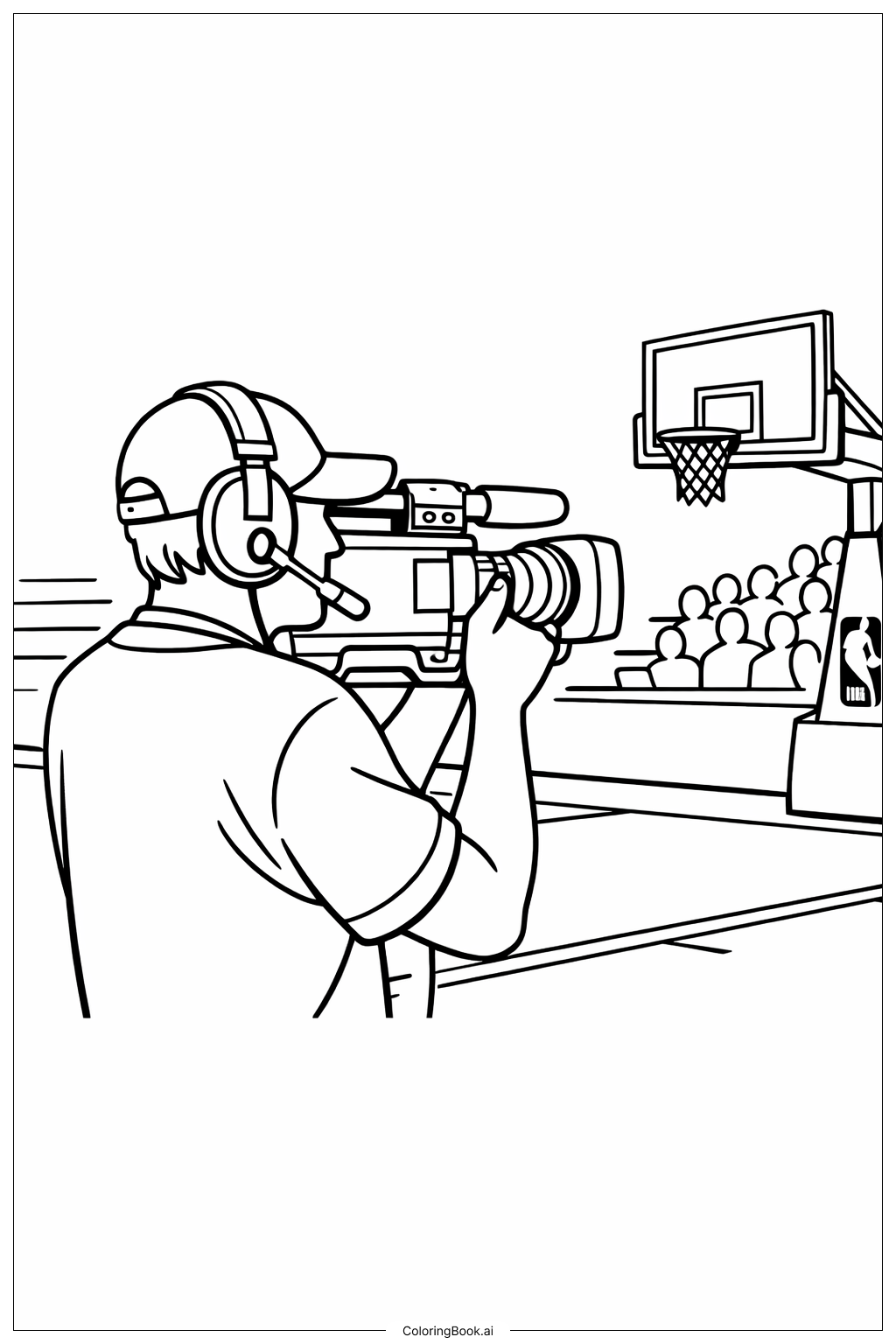 NBA 사이드라인 카메라 색칠공부 페이지