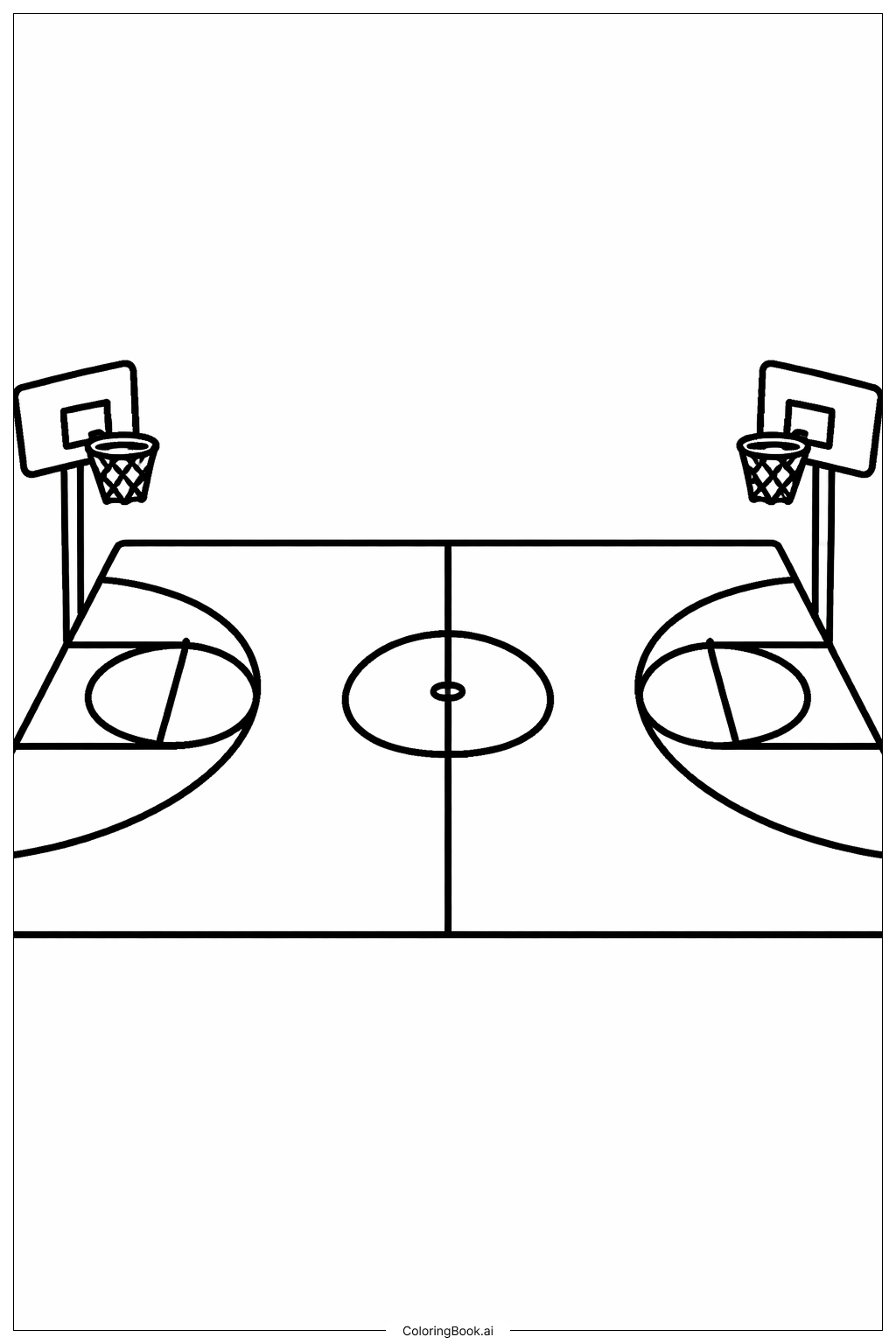  NBA简易篮球场填色页 