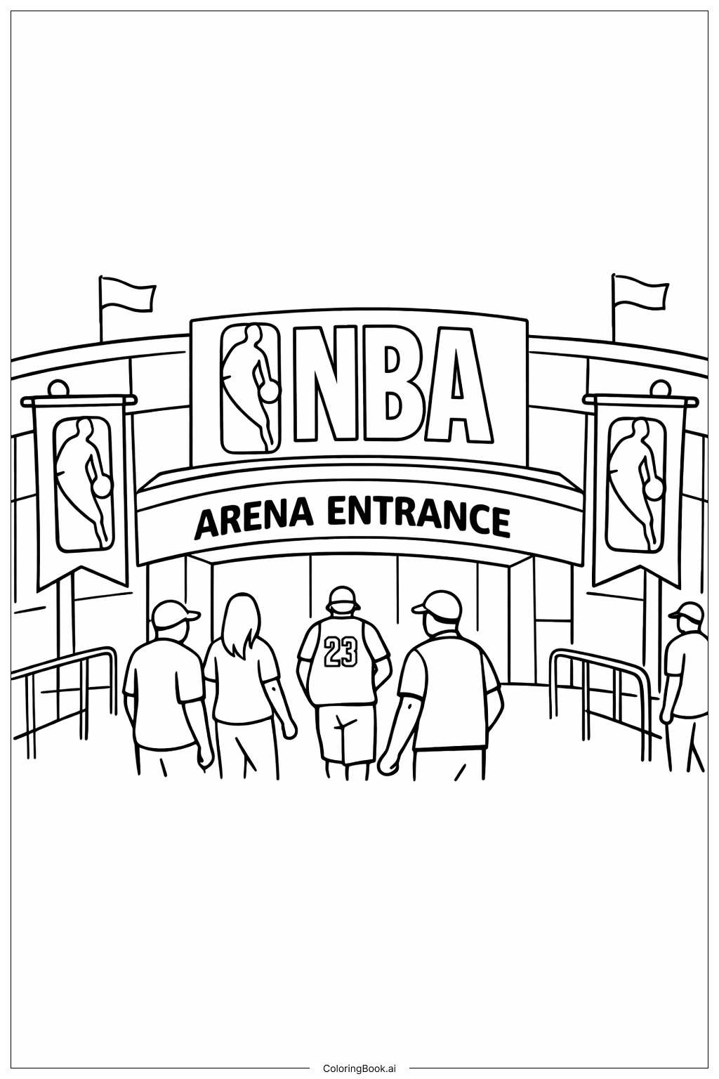  Página para colorir de Entrada do Estádio da NBA 