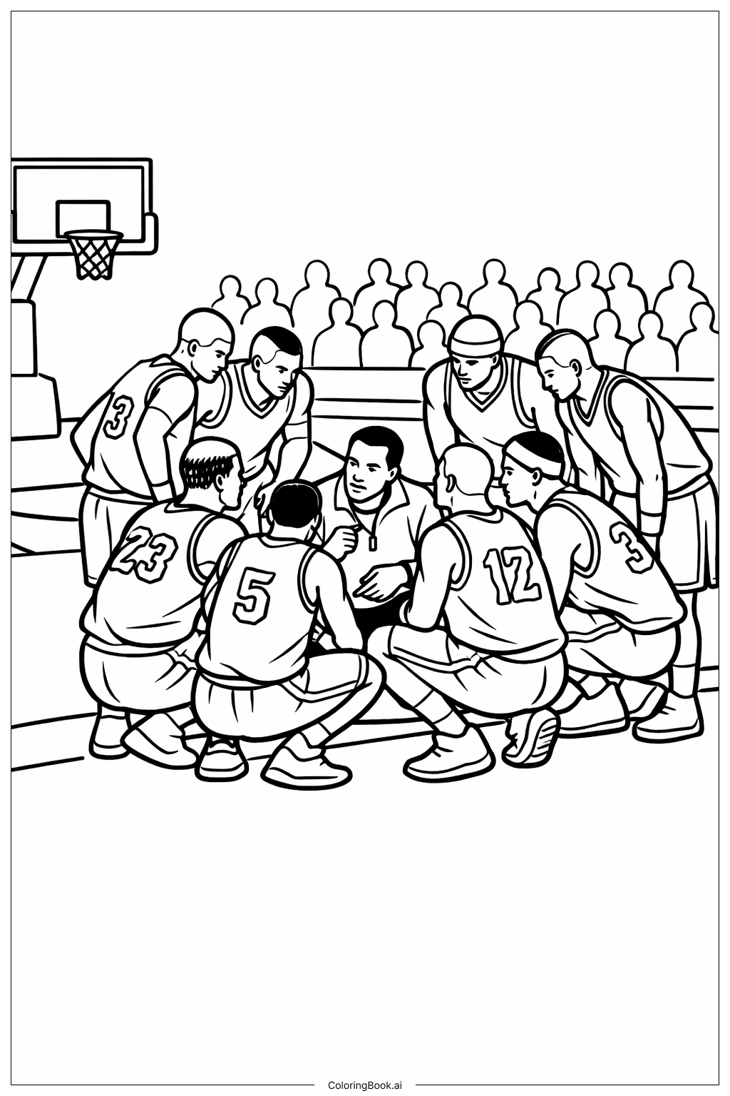  NBA Team Huddle Coloring Page 