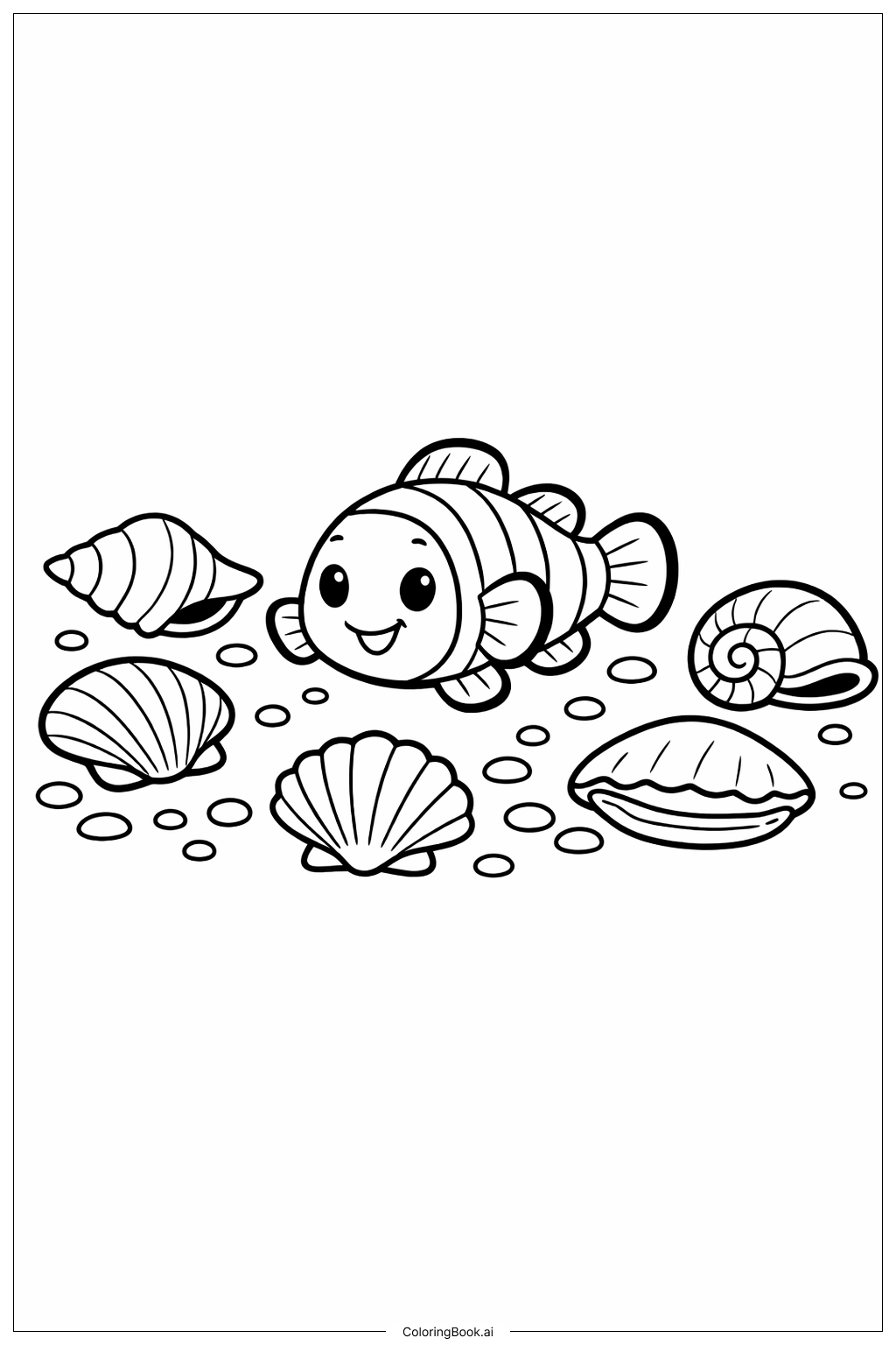  尼莫與貝殼著色頁 