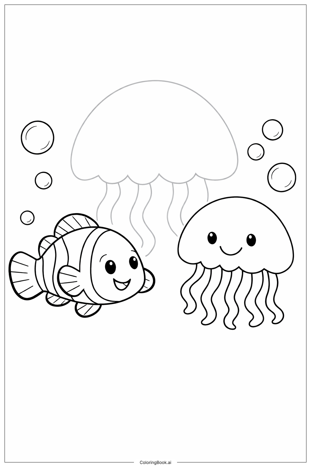  尼莫與水母好友著色頁 