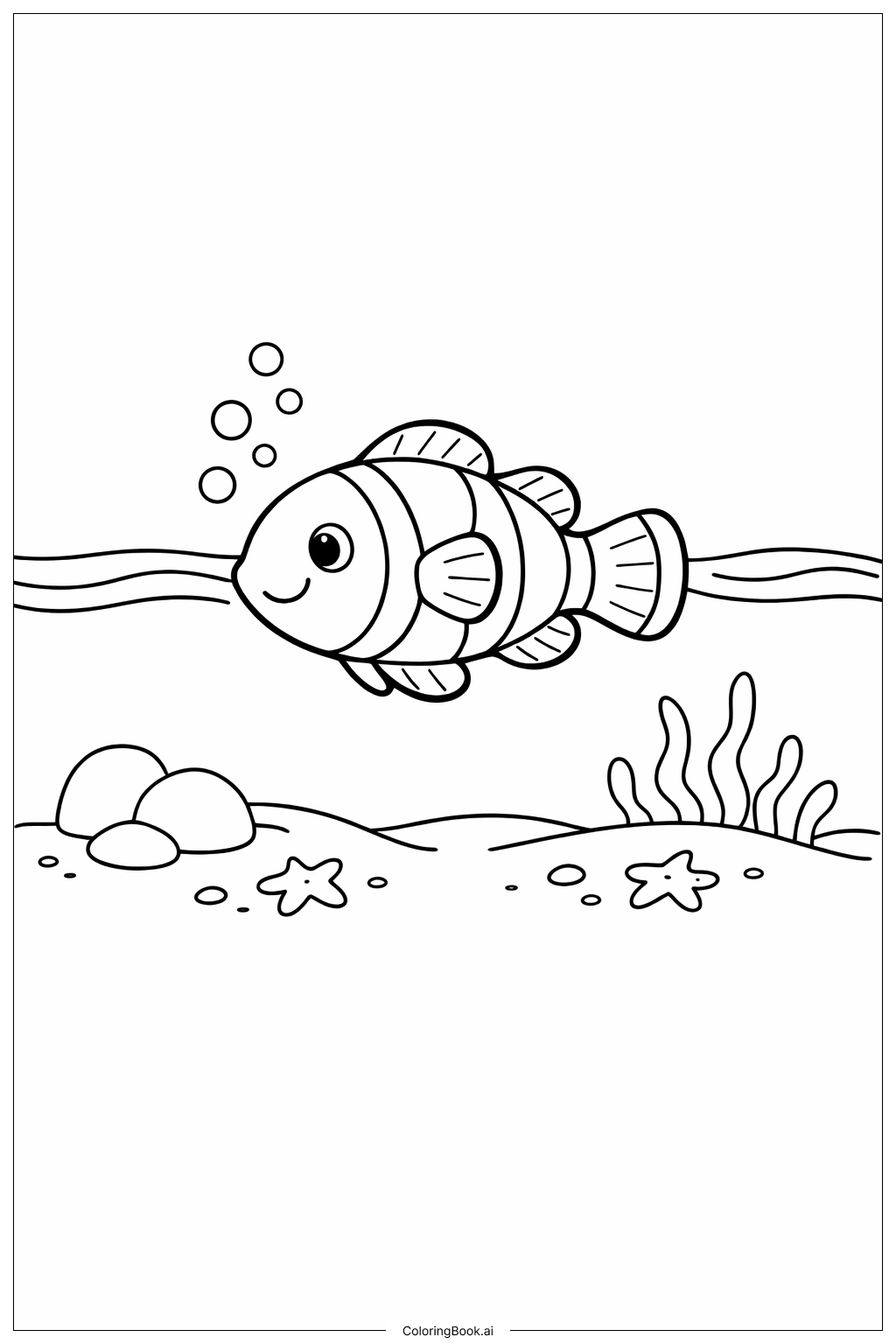  淺水區的小丑魚尼莫著色頁 