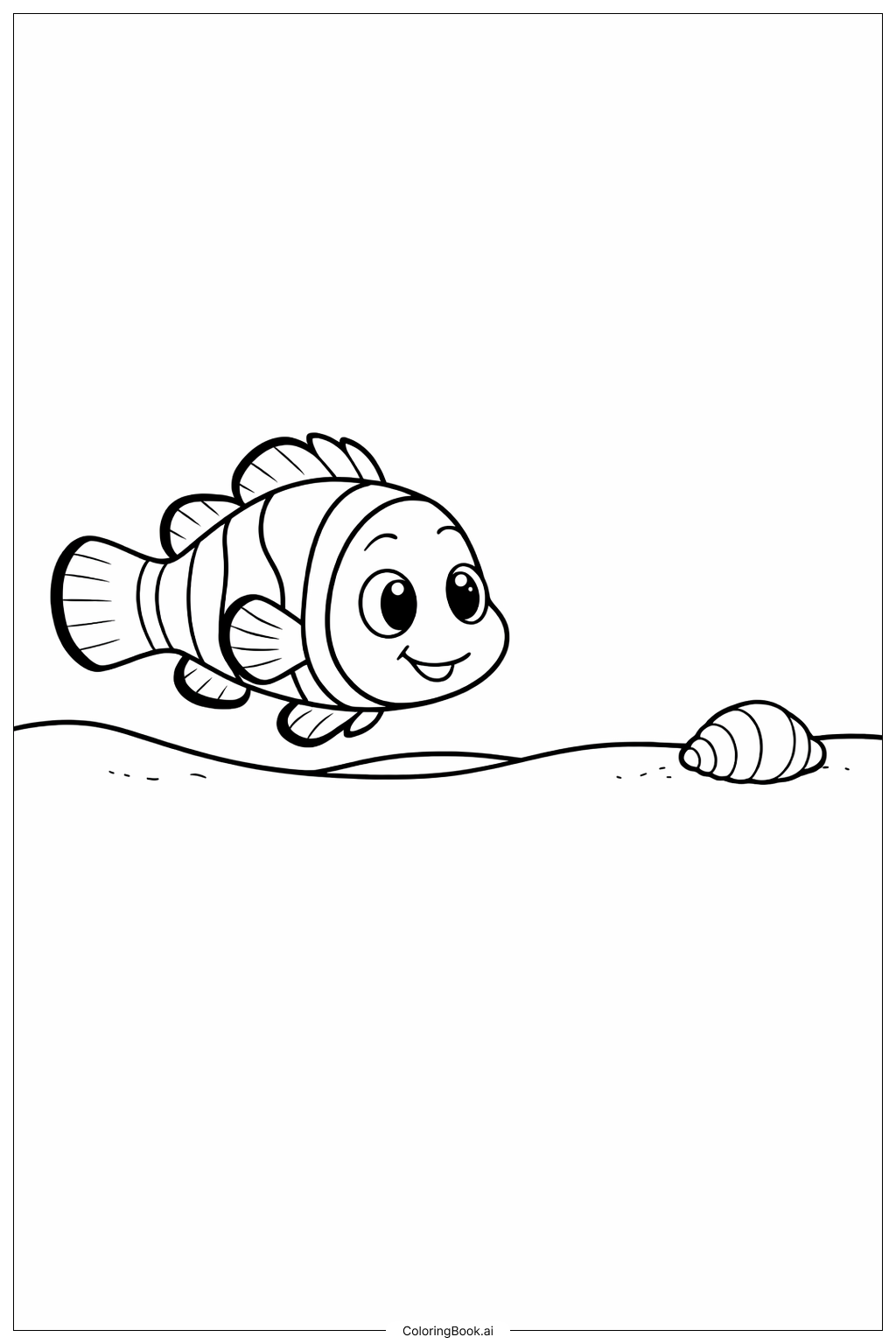  尼莫在沙底附近著色頁 