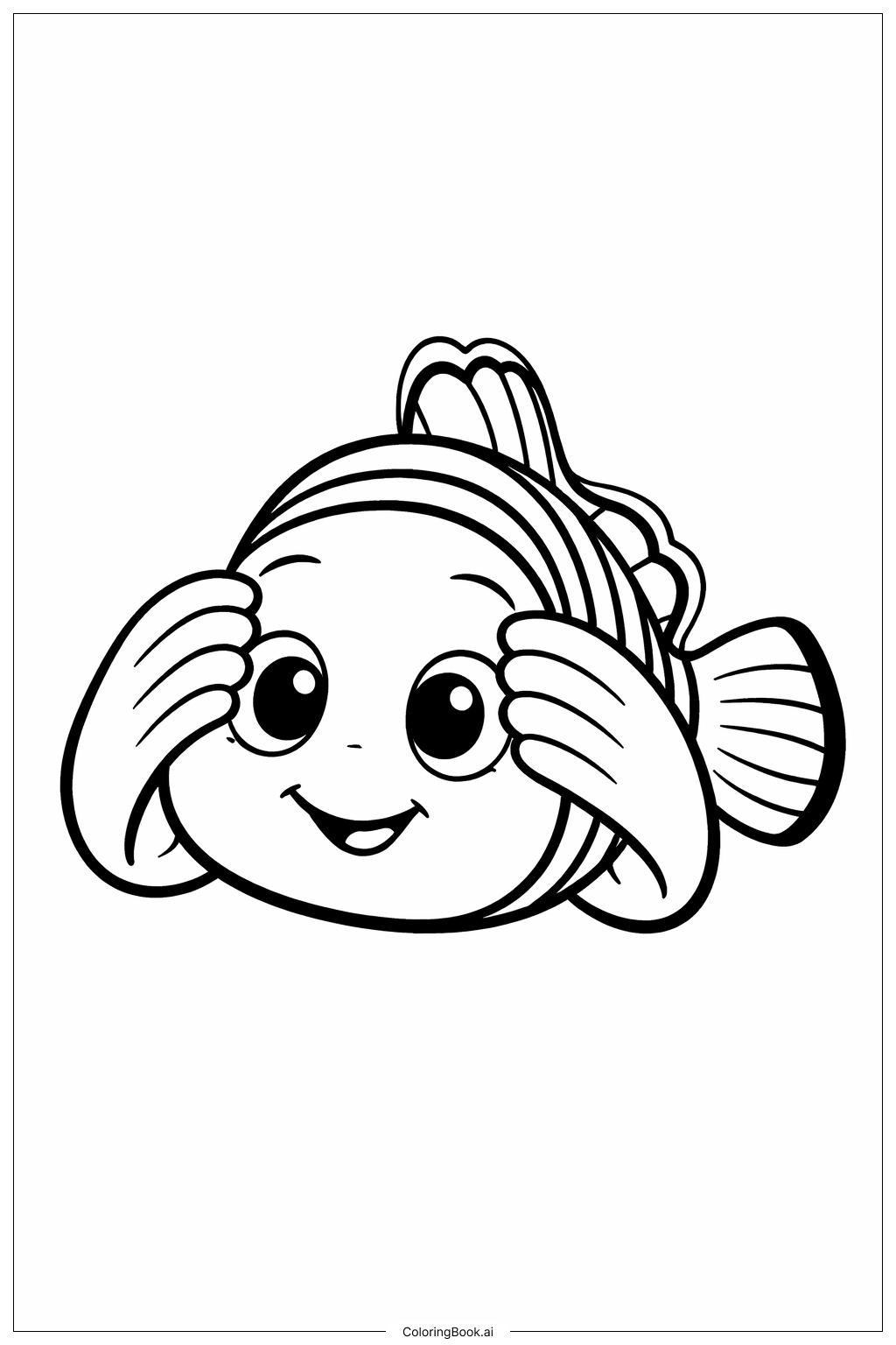  尼莫躲貓貓姿勢著色頁 